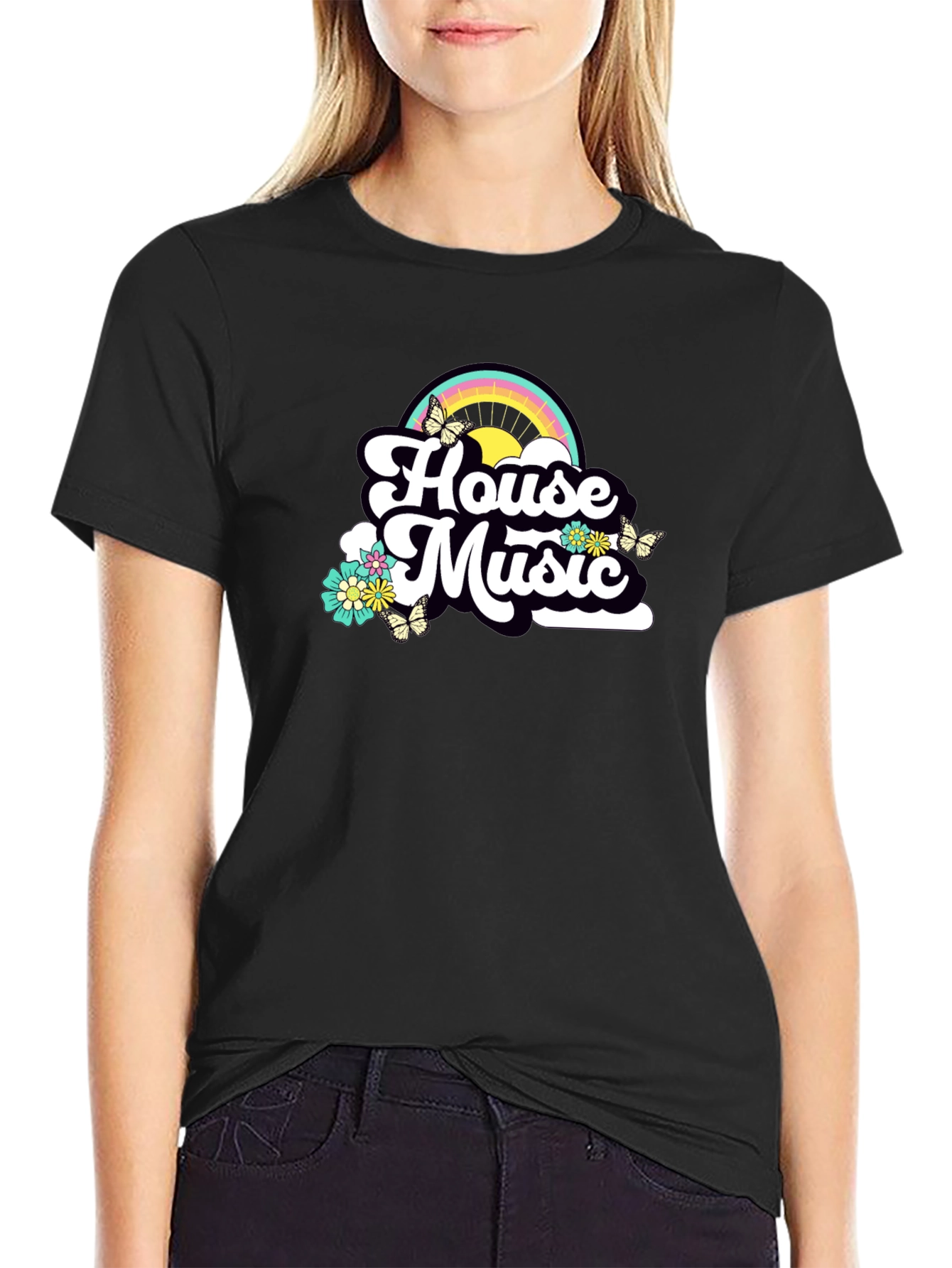 House Music Rainbow Tee - Retro Style