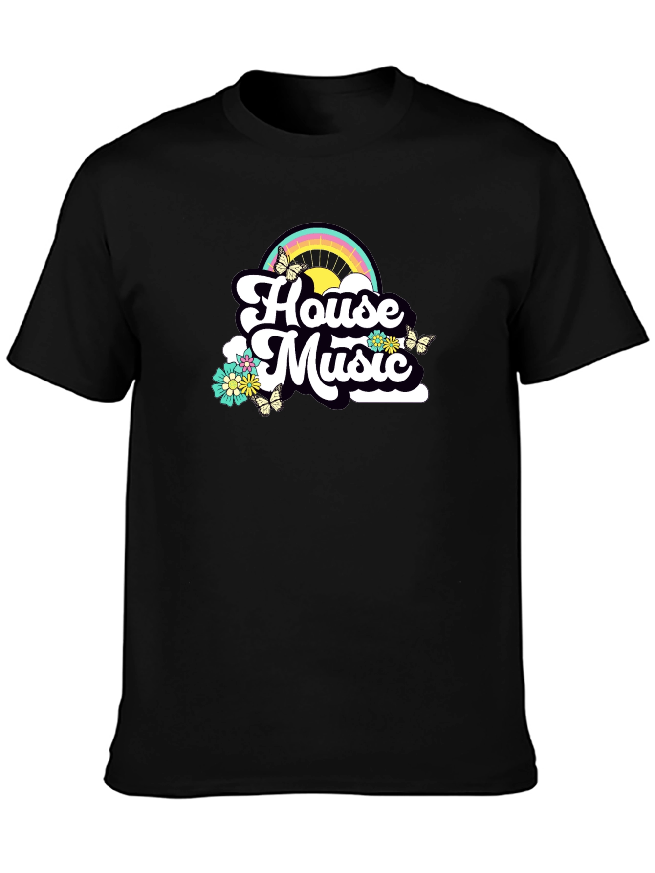 House Music Rainbow Tee - Retro Style