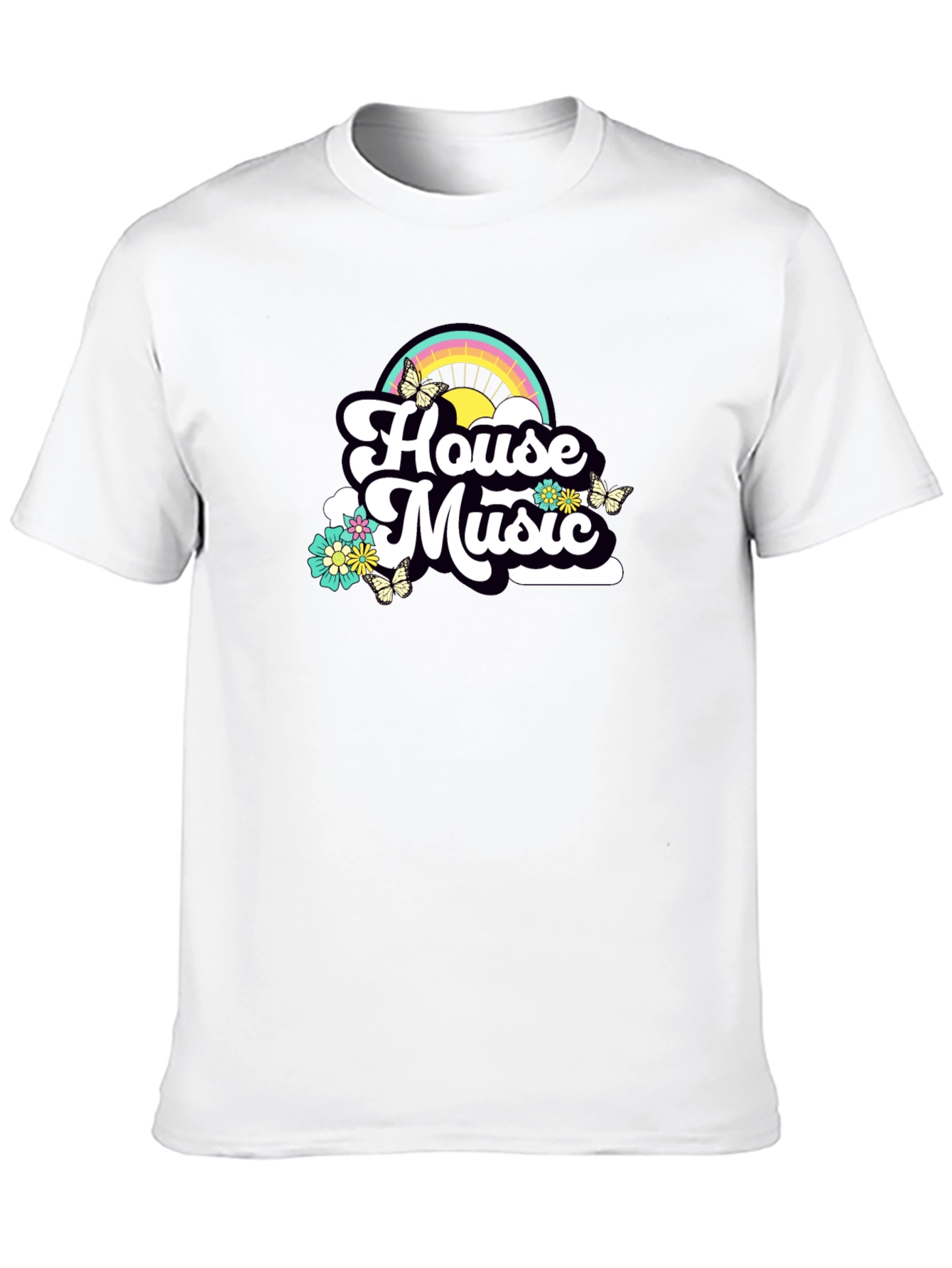 House Music Rainbow Tee - Retro Style