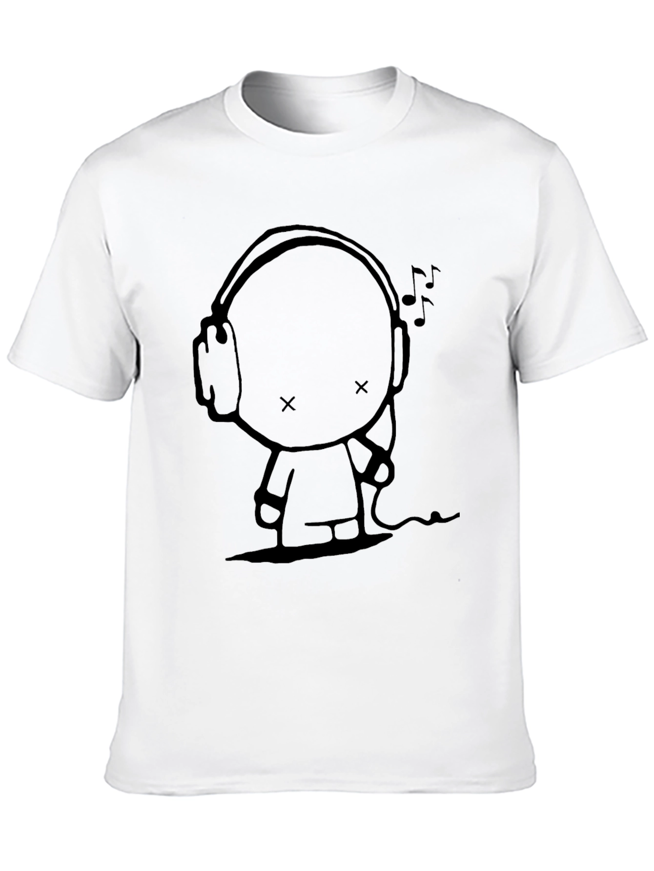 Cool Character with Headphones Graphic Tee - Black