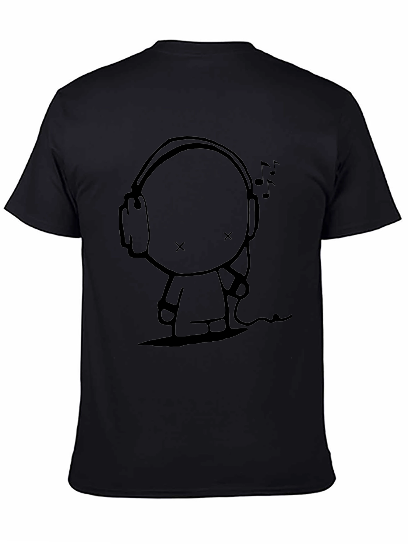 Cool Character with Headphones Graphic Tee - Black