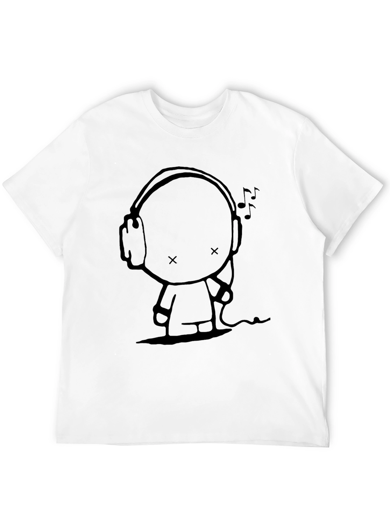 Cool Character with Headphones Graphic Tee - Black
