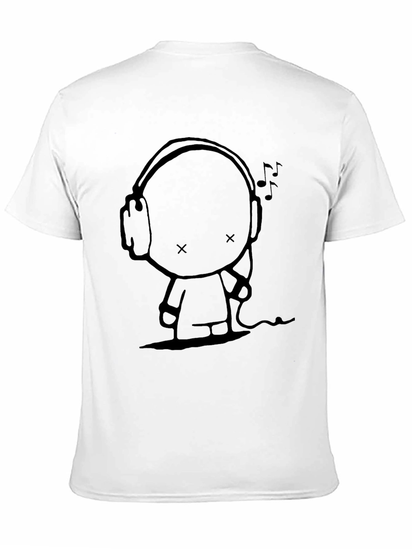 Cool Character with Headphones Graphic Tee - Black