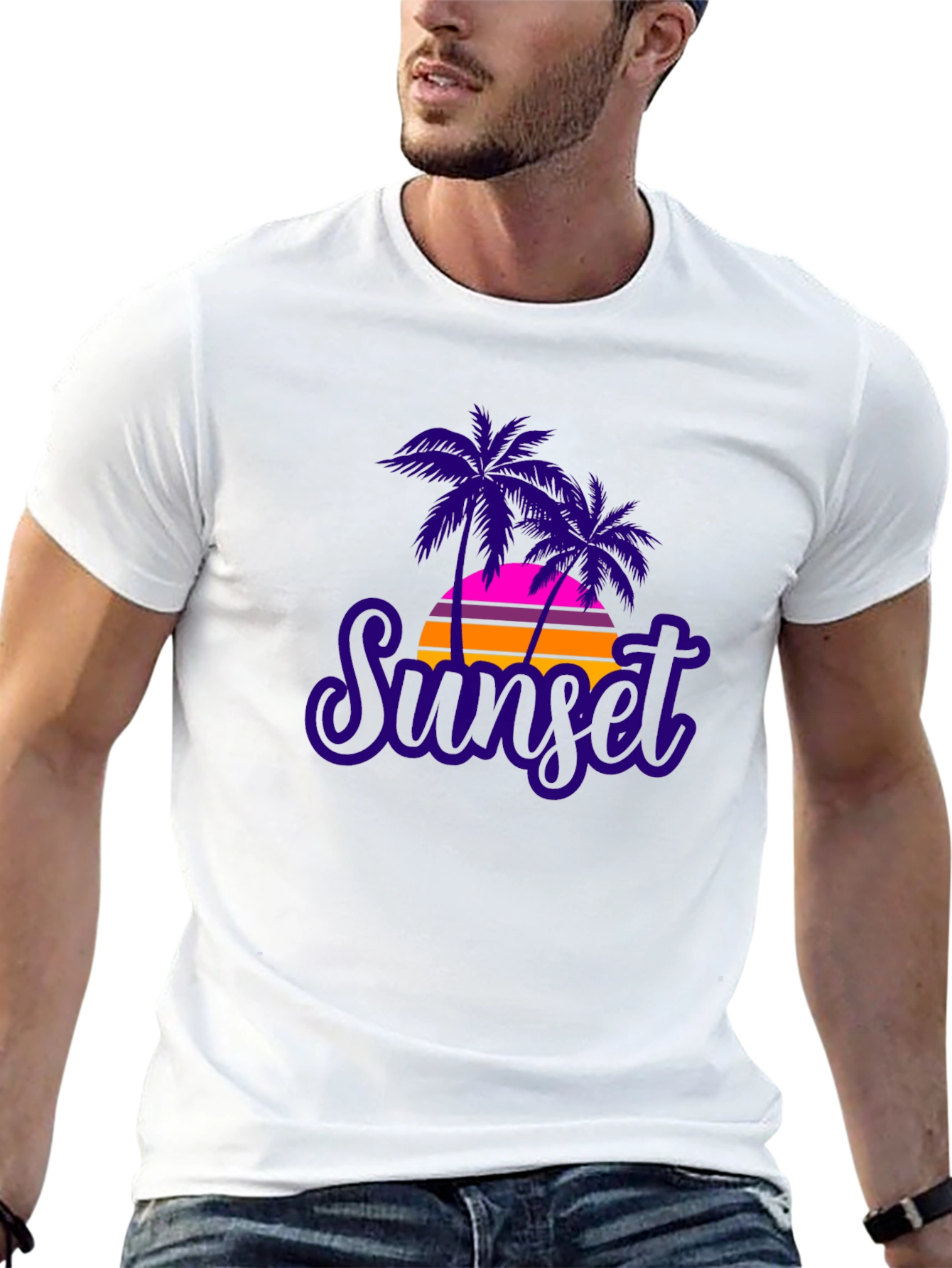 Sunset Palms Graphic Tee - Retro Style T-Shirt