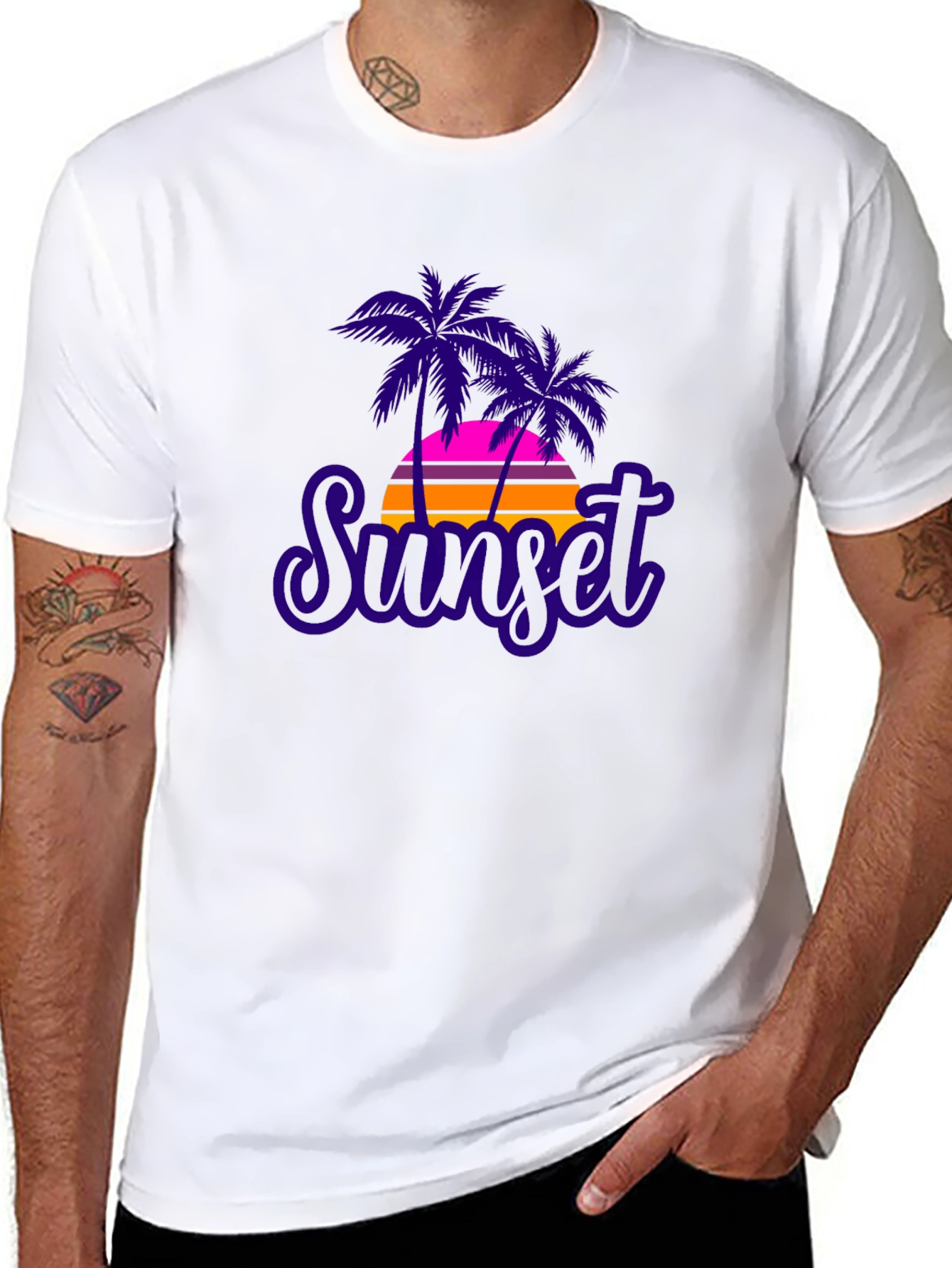 Sunset Palms Graphic Tee - Retro Style T-Shirt