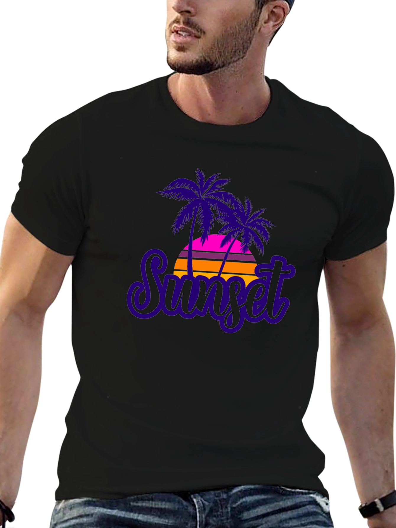 Sunset Palms Graphic Tee - Retro Style T-Shirt