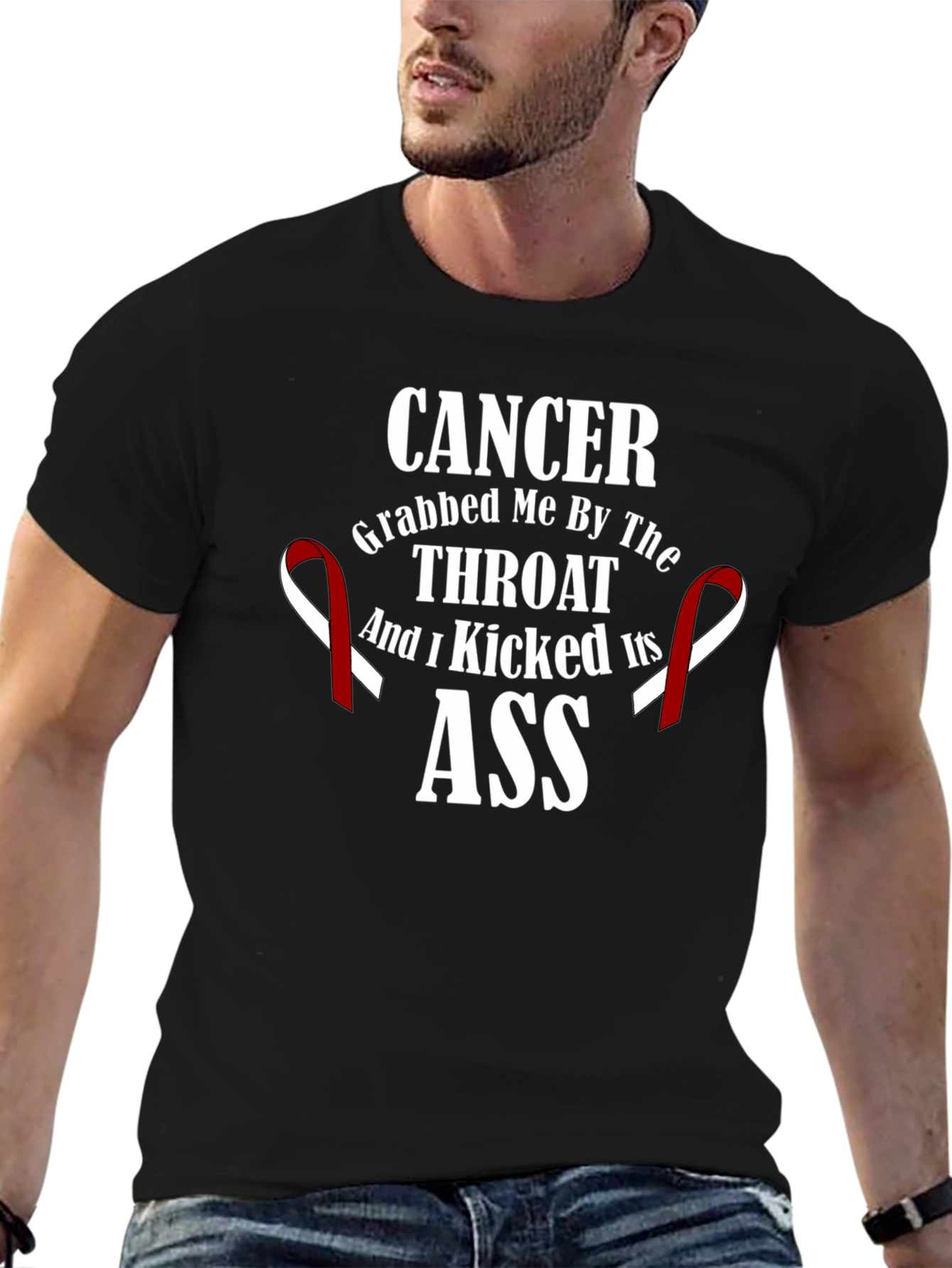 Cancer Kicked Its Ass Black Graphic T-Shirt