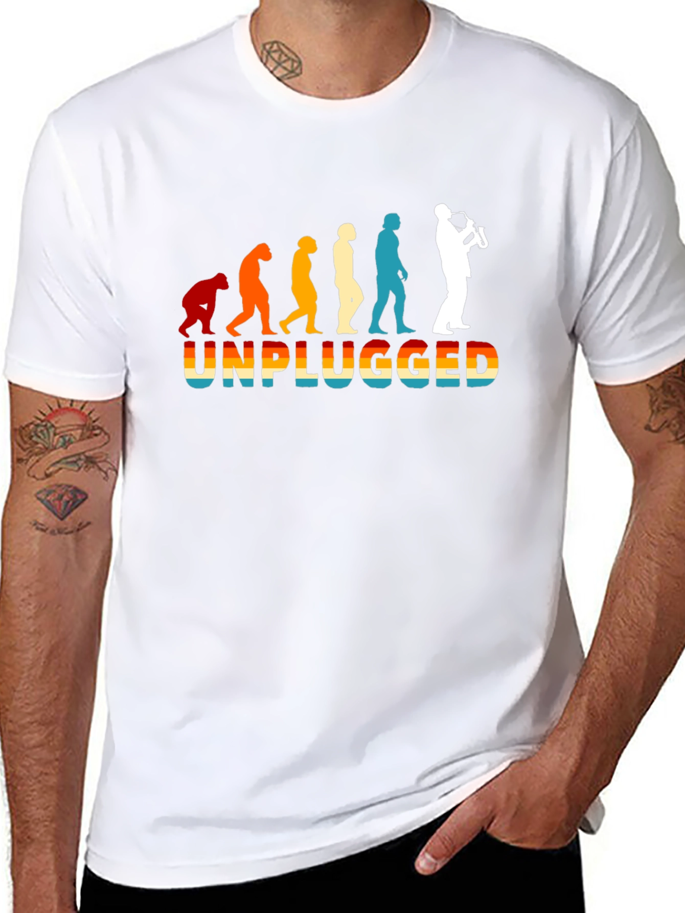 Unplugged Sax Player Evolution T-Shirt