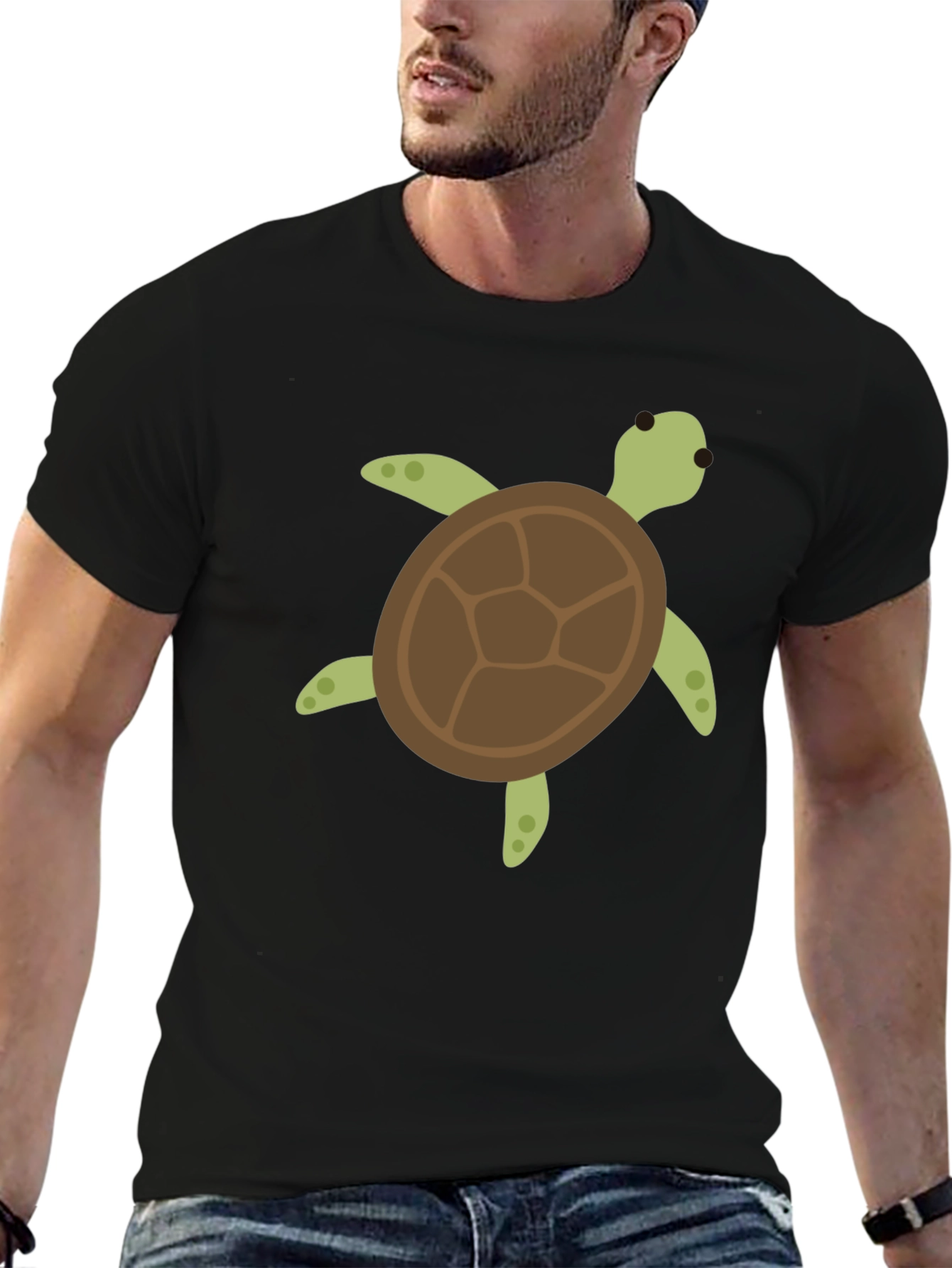 Turtle Graphic Tee - Casual Black T-Shirt