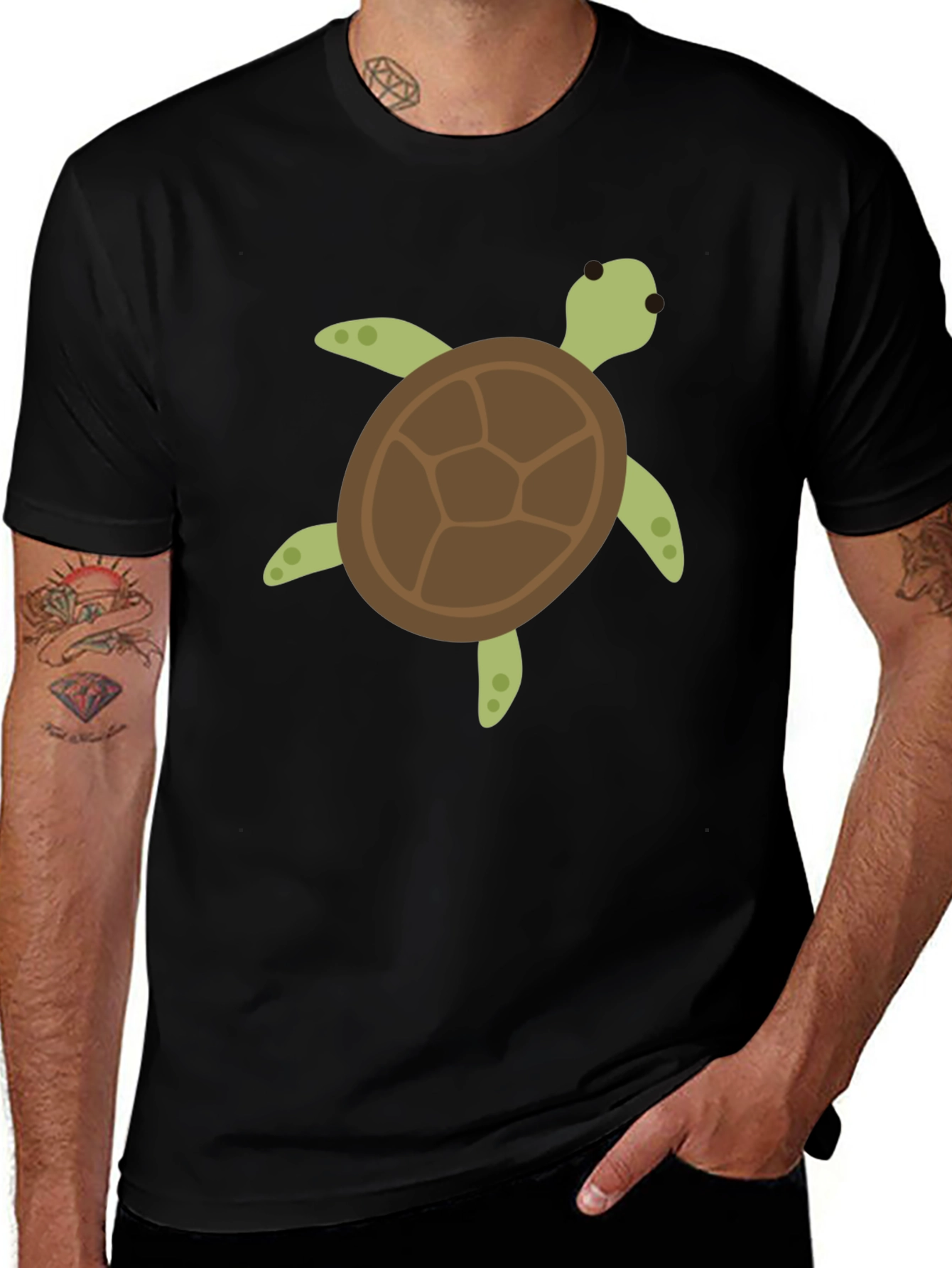 Turtle Graphic Tee - Casual Black T-Shirt