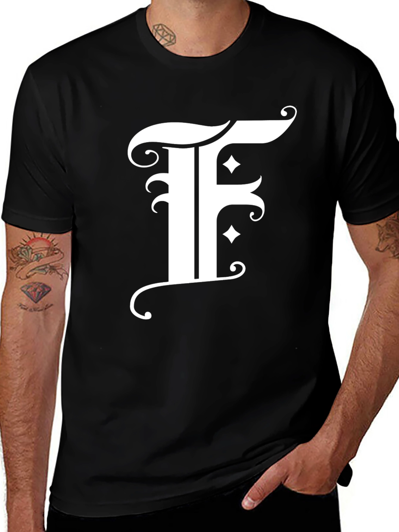 Elegant F Graphic Black T-Shirt