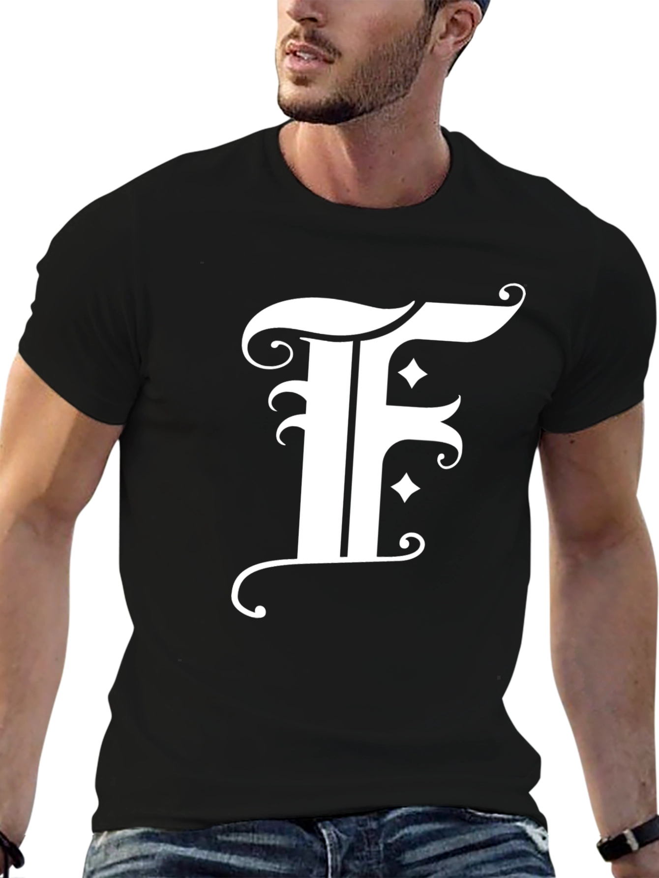 Elegant F Graphic Black T-Shirt