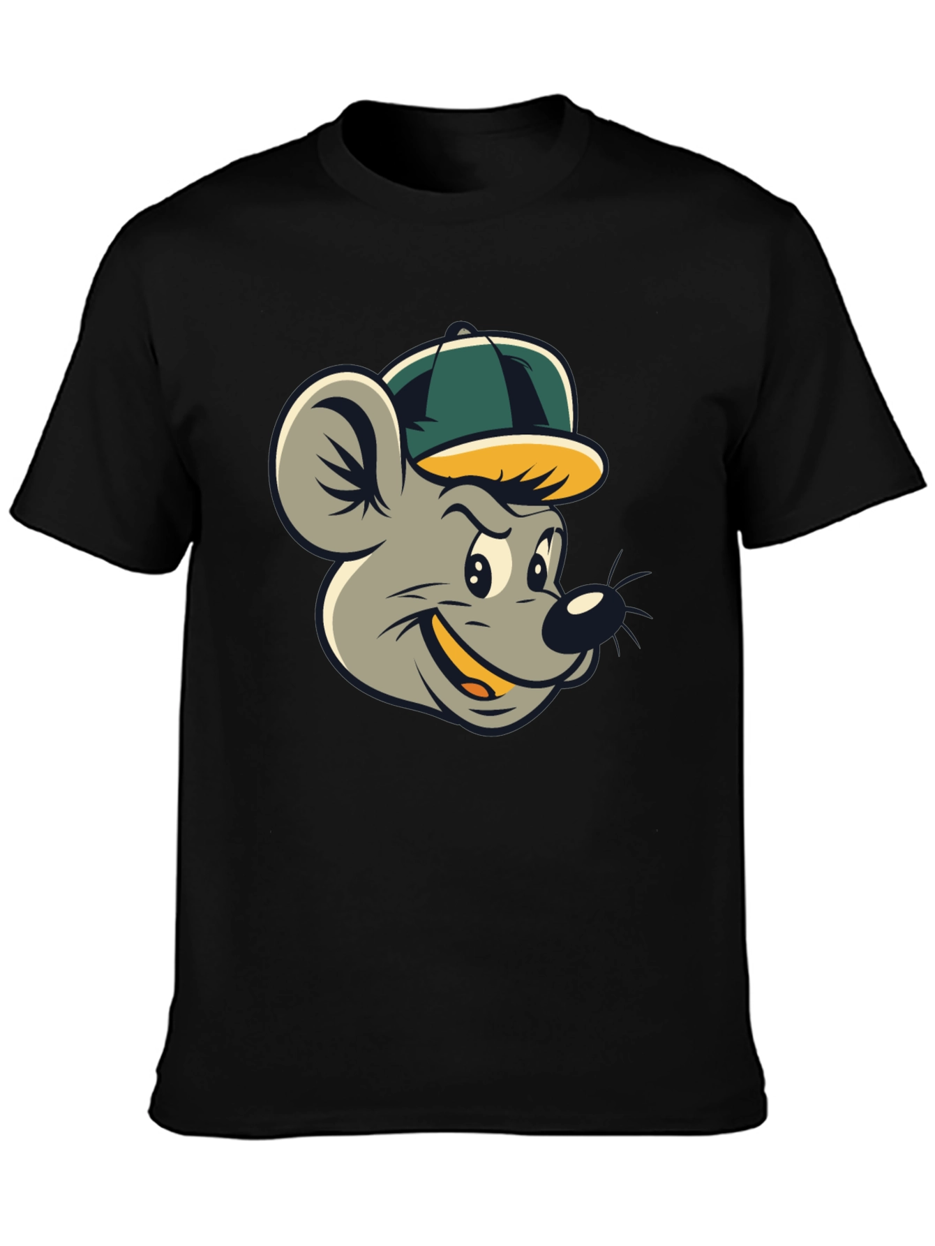 Cartoon Mouse T-Shirt - Black Cotton Tee