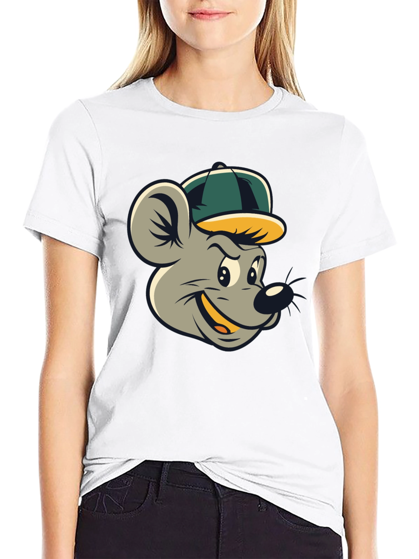 Cartoon Mouse T-Shirt - Black Cotton Tee