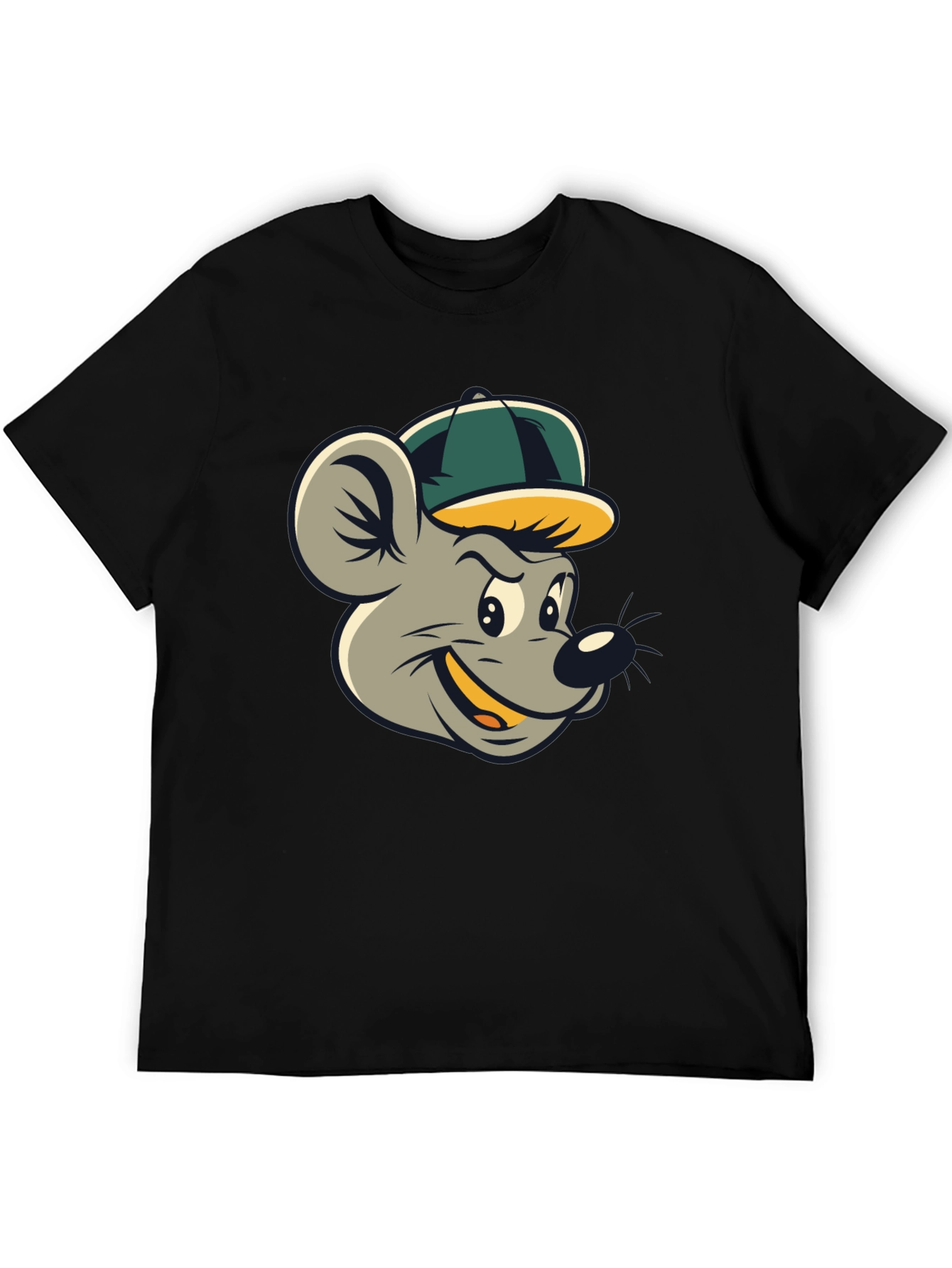 Cartoon Mouse T-Shirt - Black Cotton Tee
