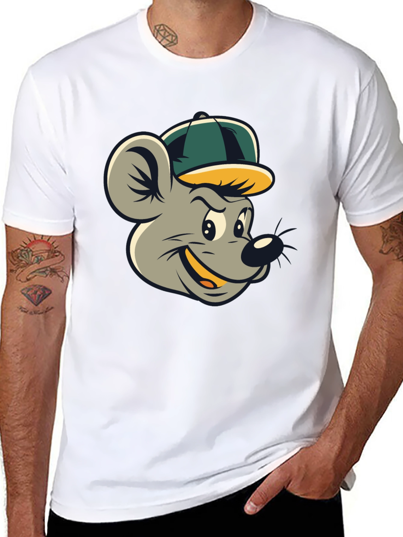 Cartoon Mouse T-Shirt - Black Cotton Tee