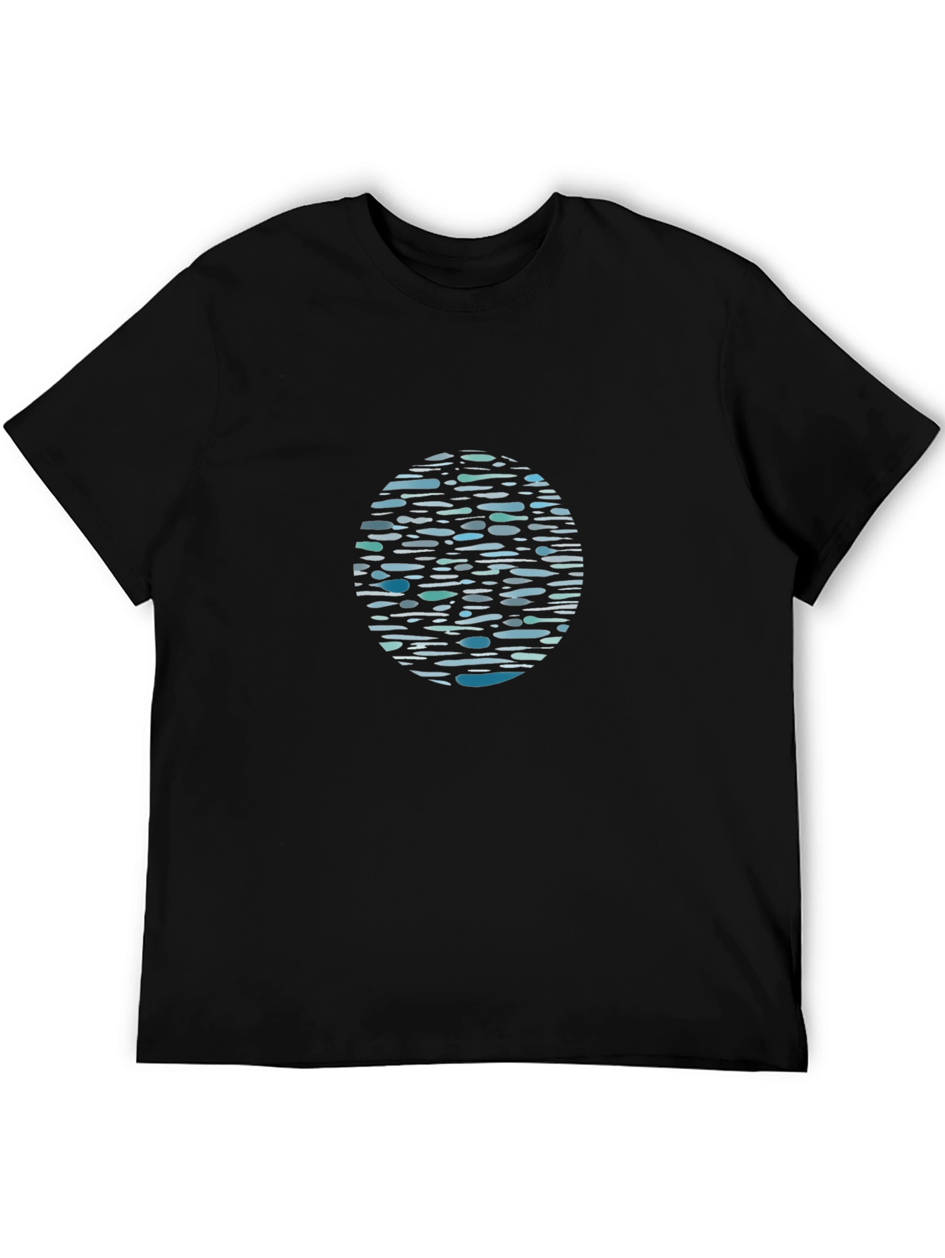 Black Graphic Tee - Abstract Water Pattern