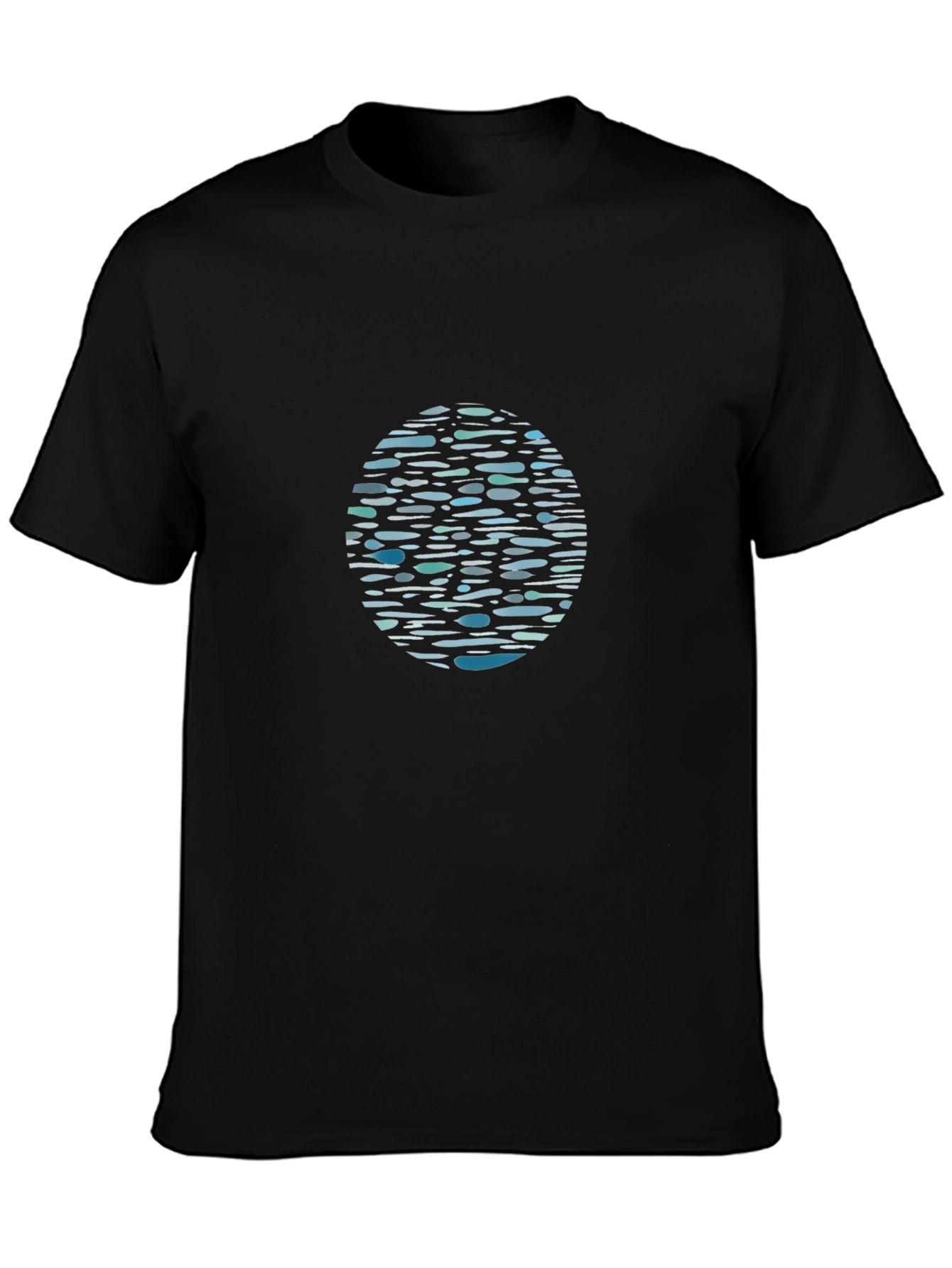 Black Graphic Tee - Abstract Water Pattern