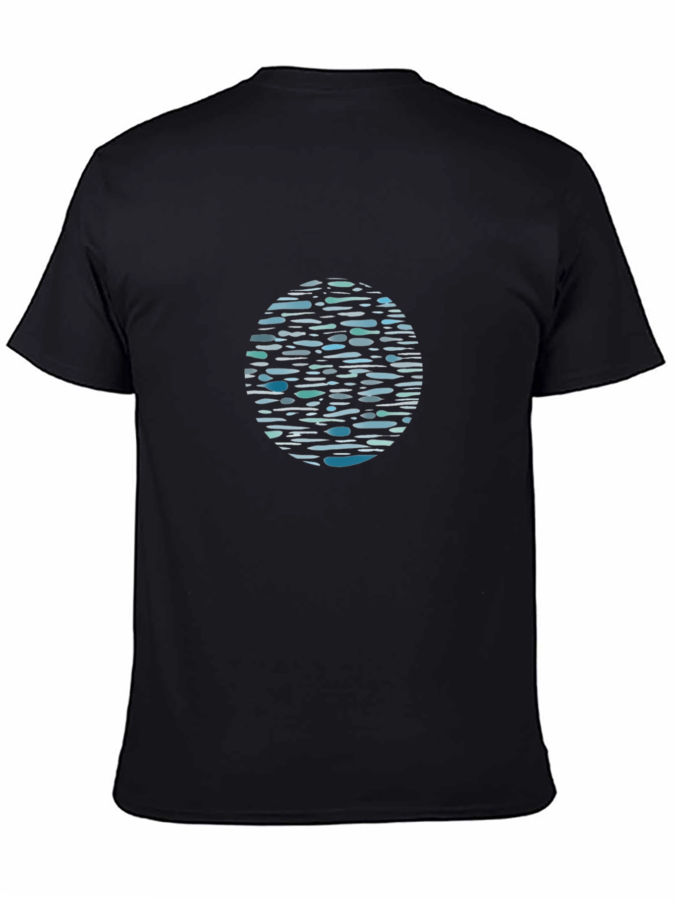 Black Graphic Tee - Abstract Water Pattern