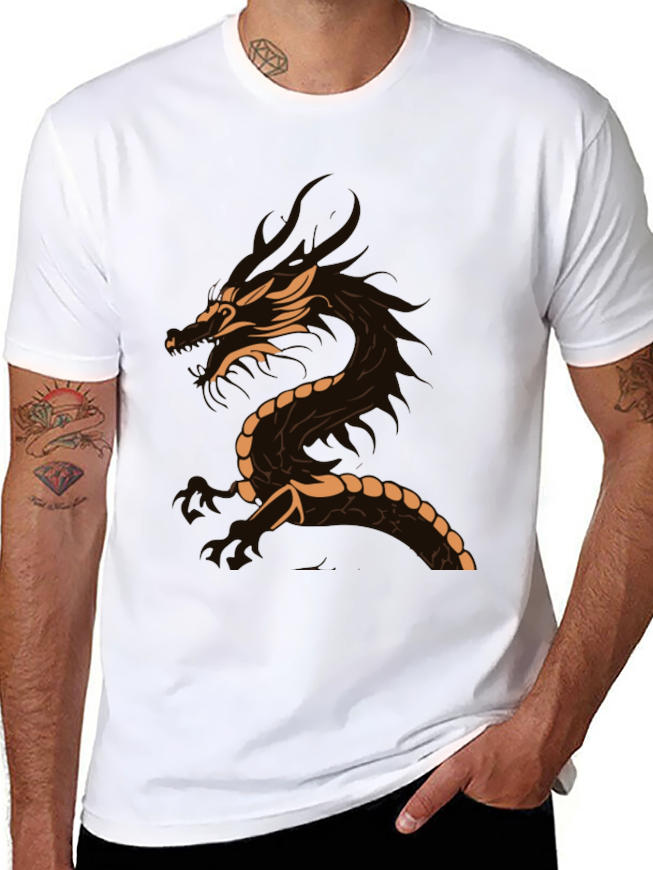 Dragon Graphic Tee - Black Casual T-Shirt