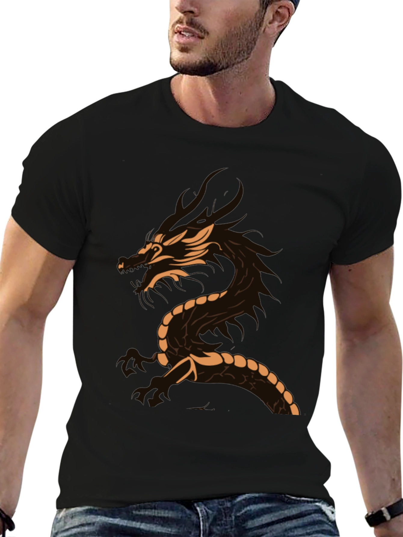 Dragon Graphic Tee - Black Casual T-Shirt