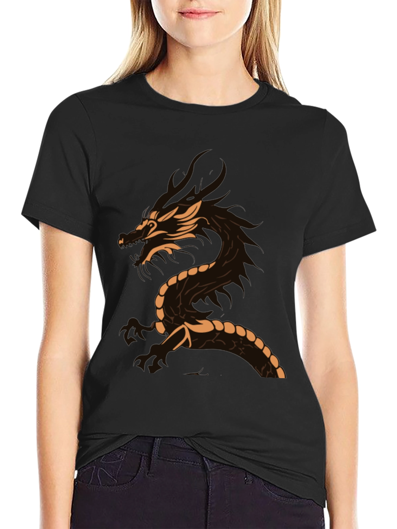 Dragon Graphic Tee - Black Casual T-Shirt