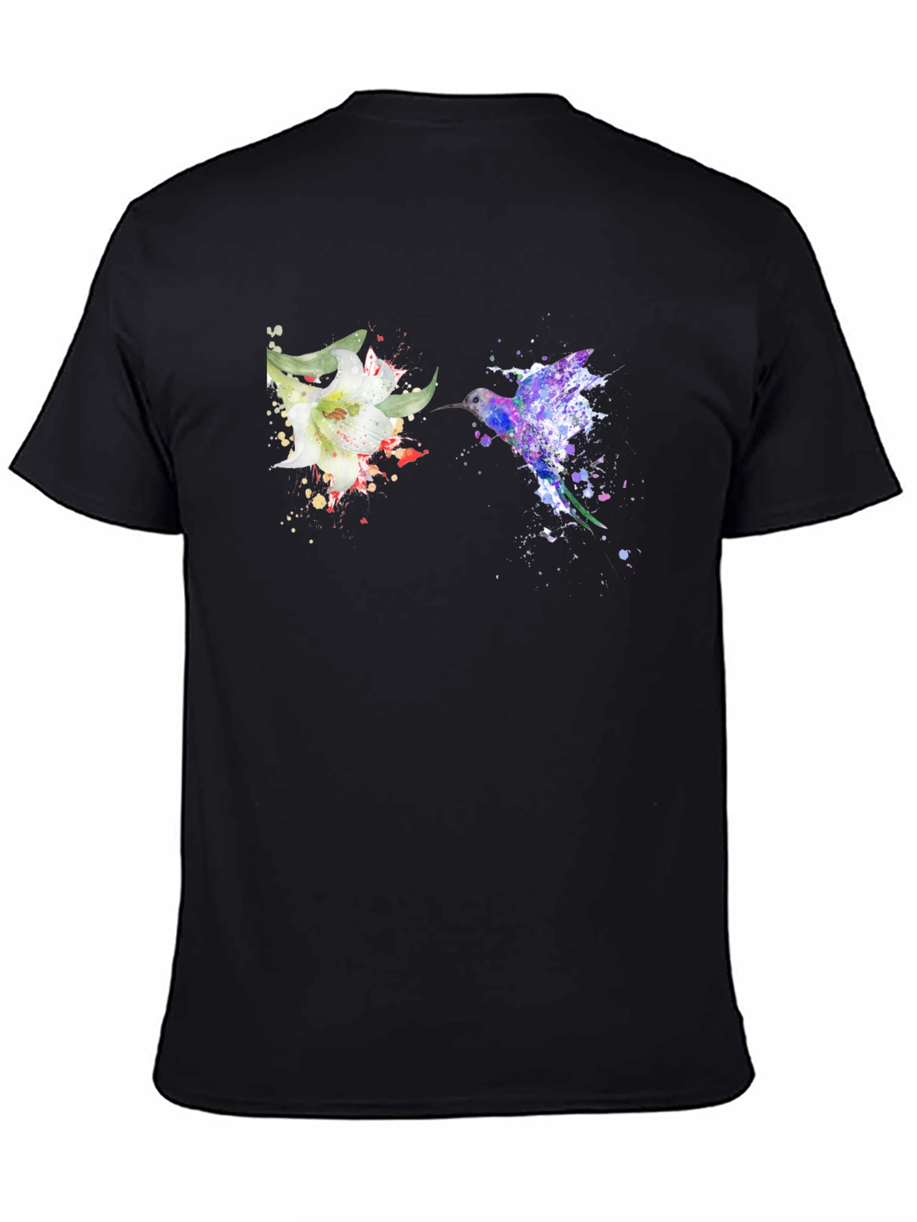 Hummingbird Flower Graphic Tee - Artsy Design