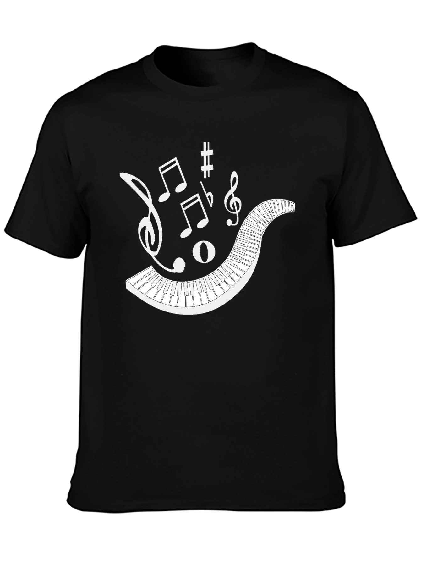 Musical Keyboard Notes Black Graphic Tee