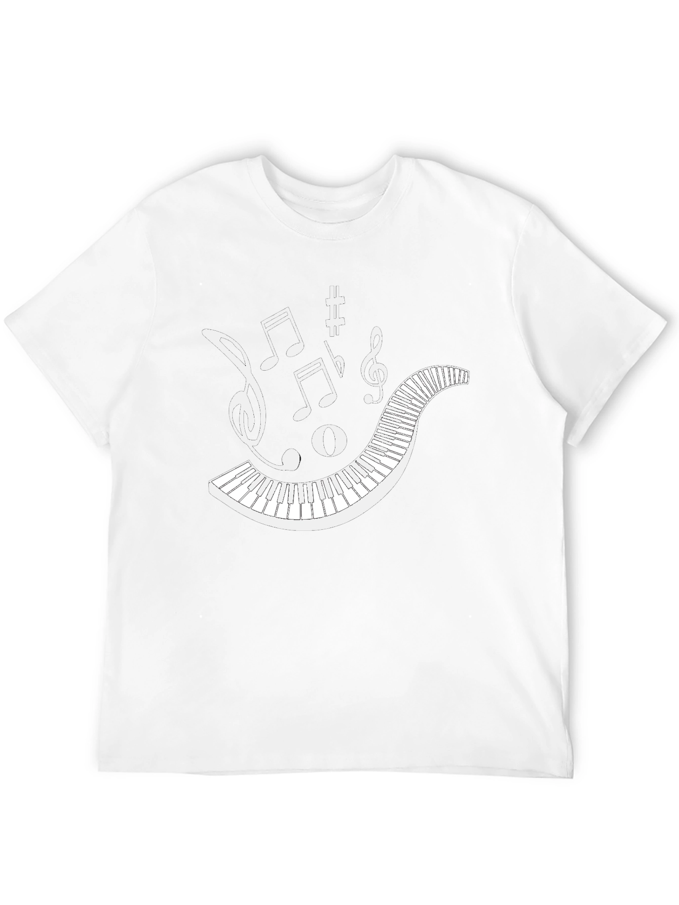 Musical Keyboard Notes Black Graphic Tee