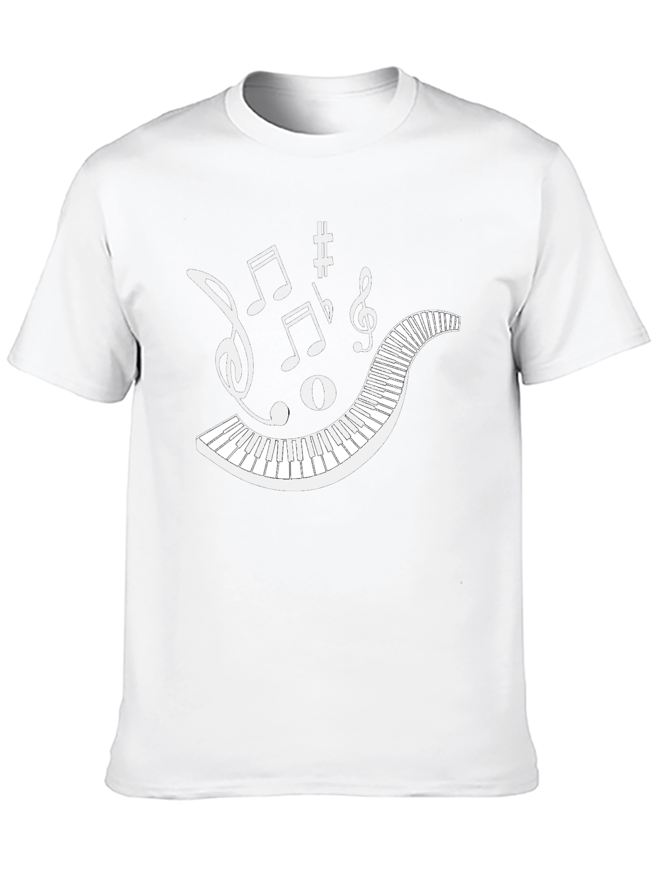 Musical Keyboard Notes Black Graphic Tee