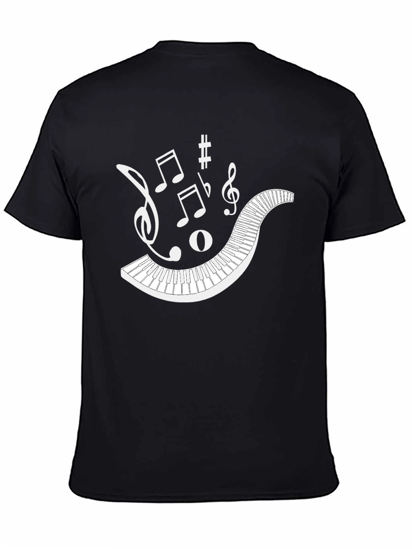 Musical Keyboard Notes Black Graphic Tee