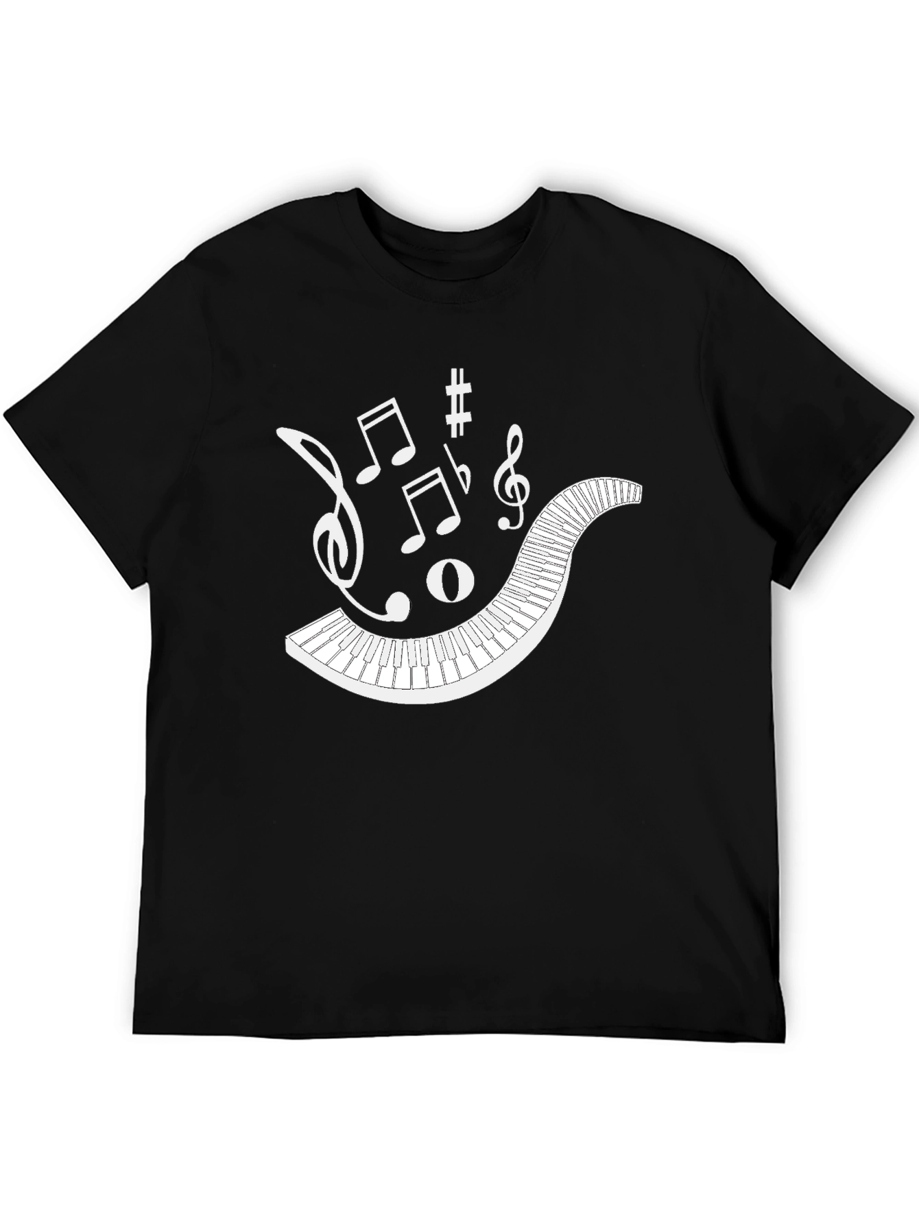 Musical Keyboard Notes Black Graphic Tee