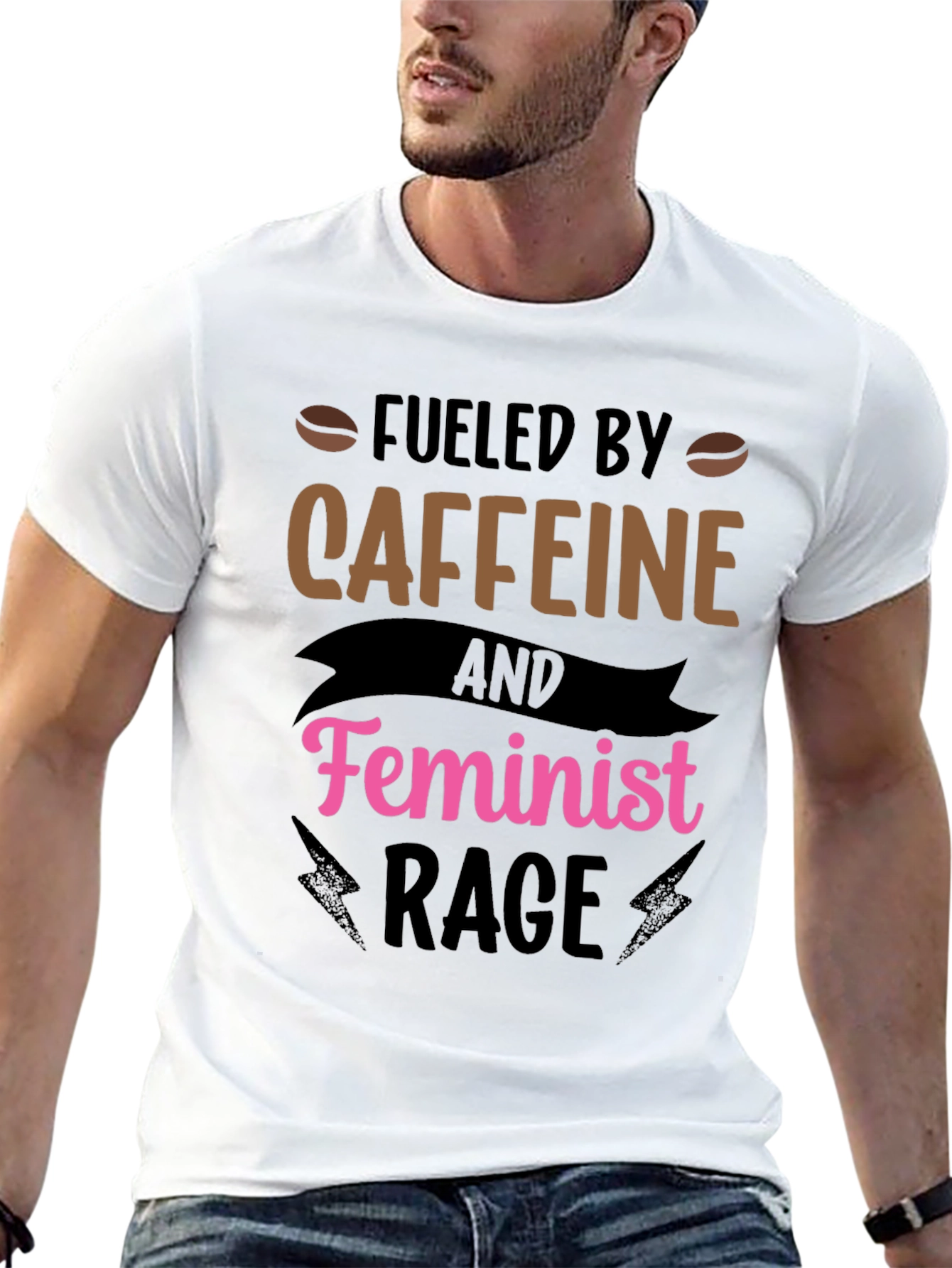 Fueled by Caffeine Feminist Rage Black T-Shirt