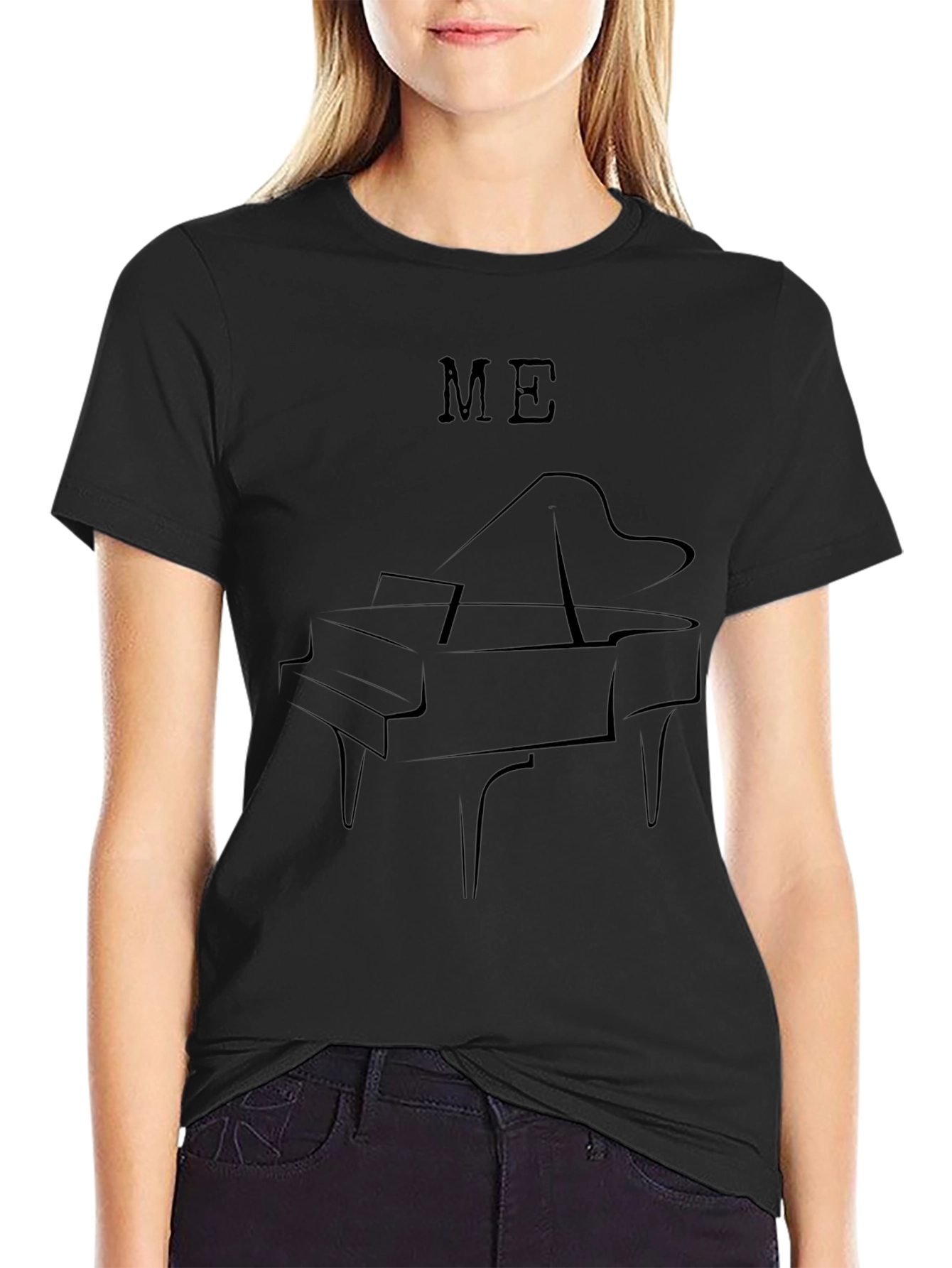 Piano T-Shirt - Black Cotton Tee