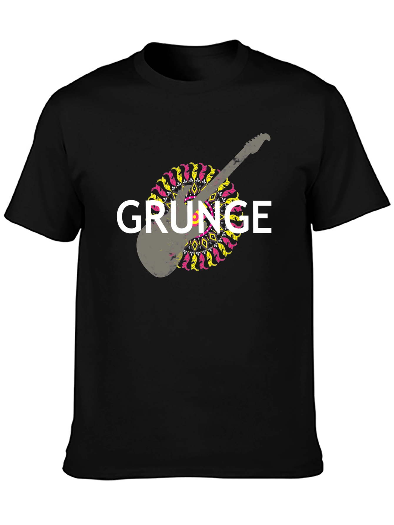 Grunge Guitar Graphic T-Shirt - Black
