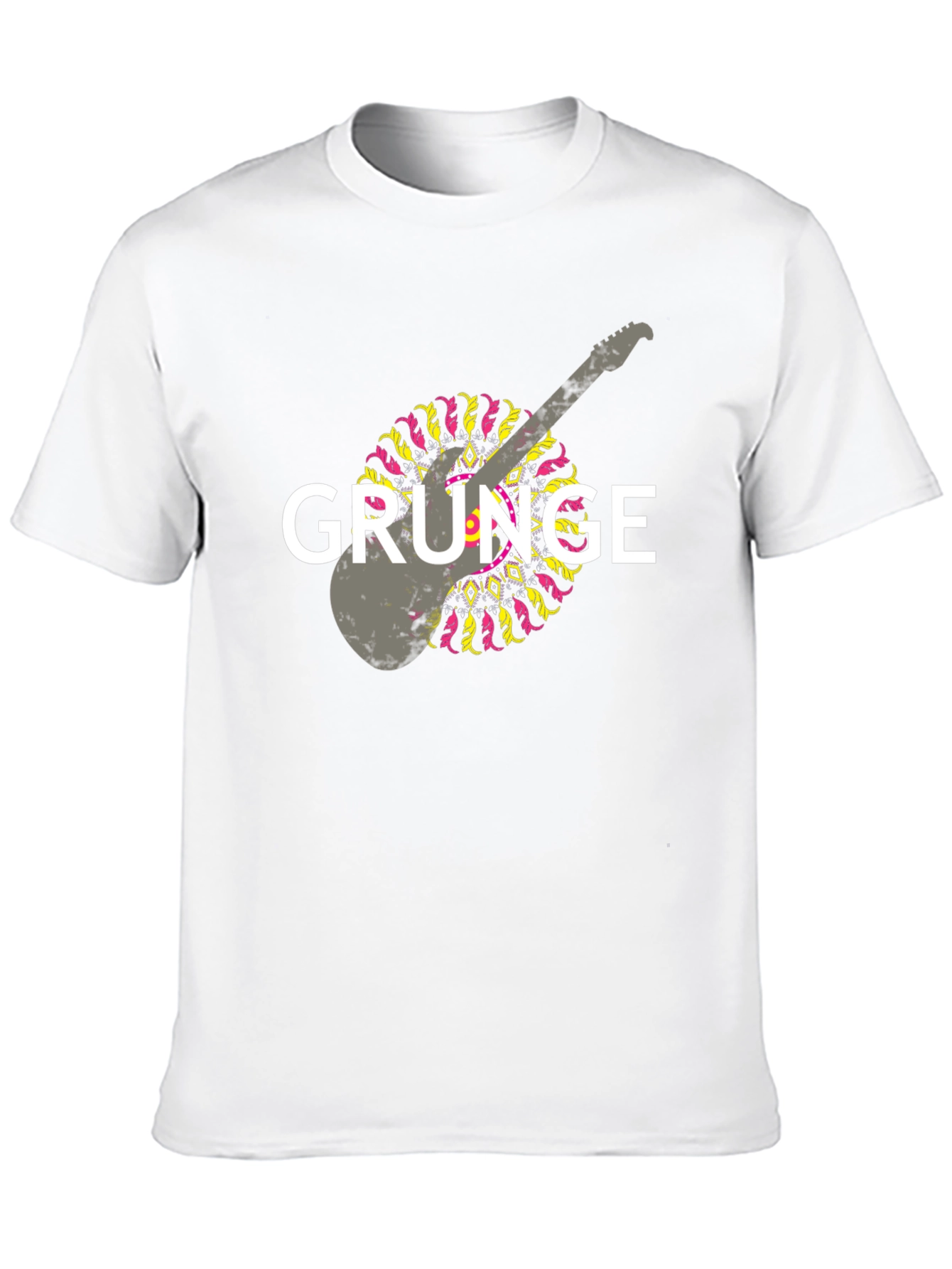 Grunge Guitar Graphic T-Shirt - Black