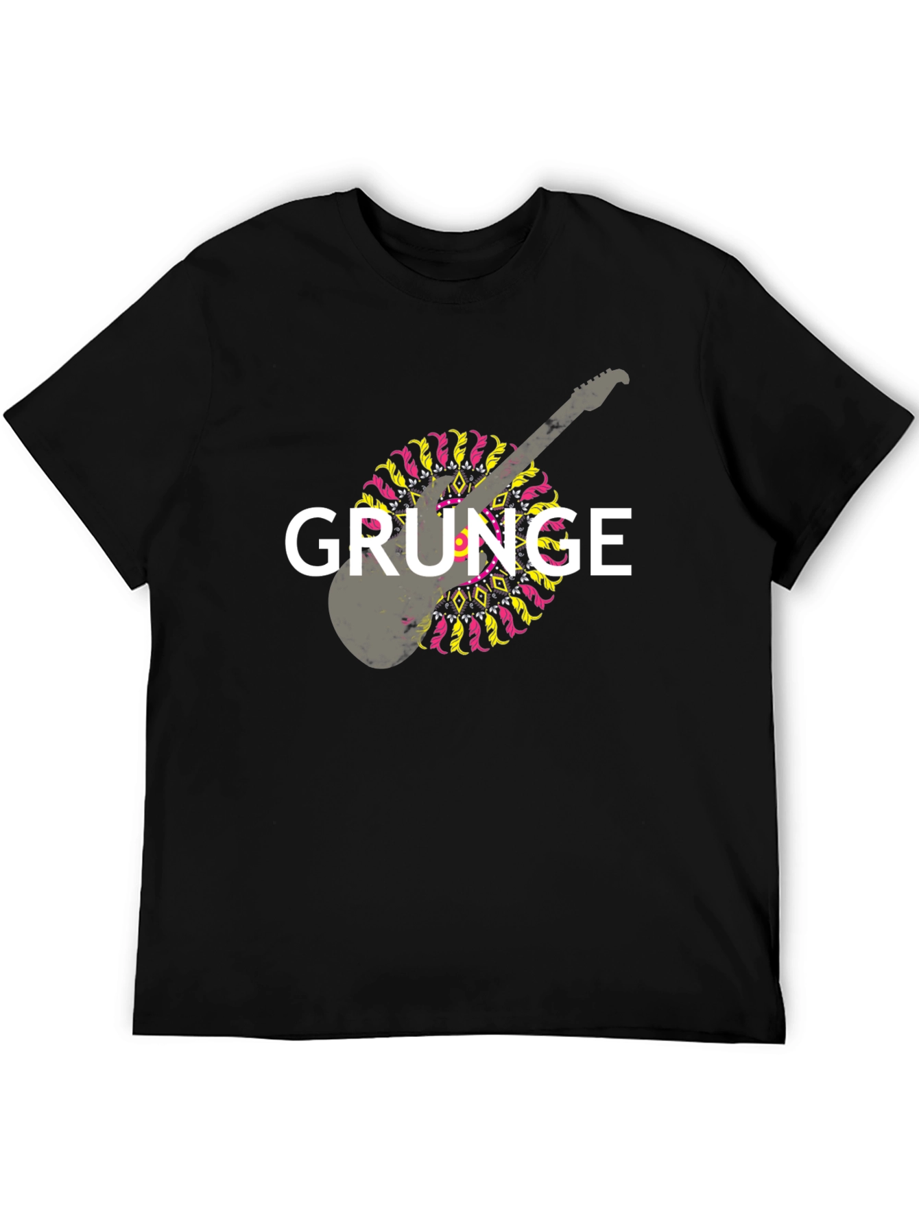 Grunge Guitar Graphic T-Shirt - Black