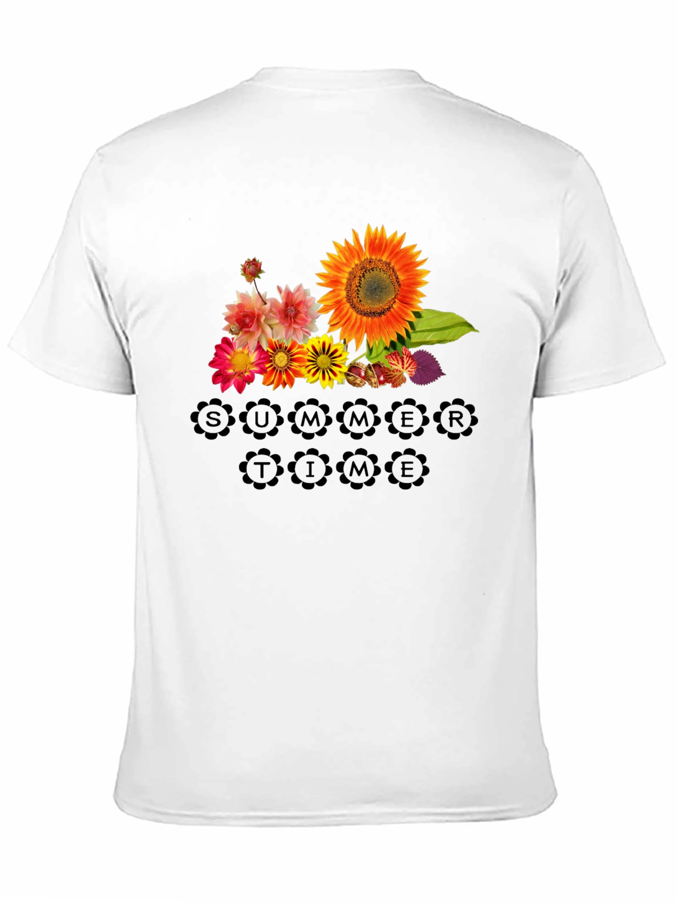Floral Summertime Graphic Black T-Shirt
