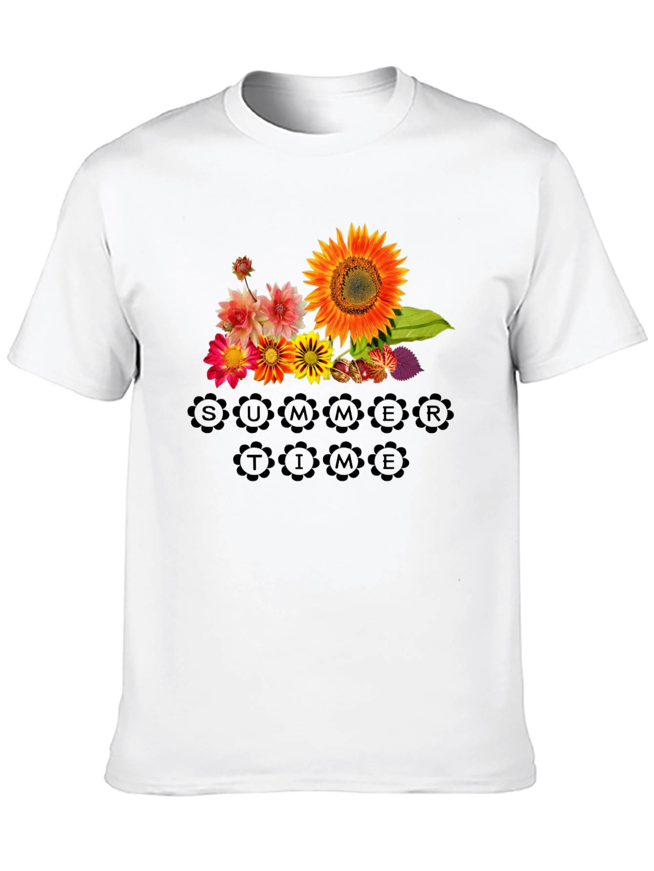 Floral Summertime Graphic Black T-Shirt