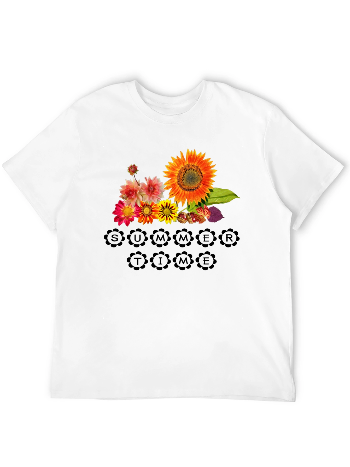 Floral Summertime Graphic Black T-Shirt