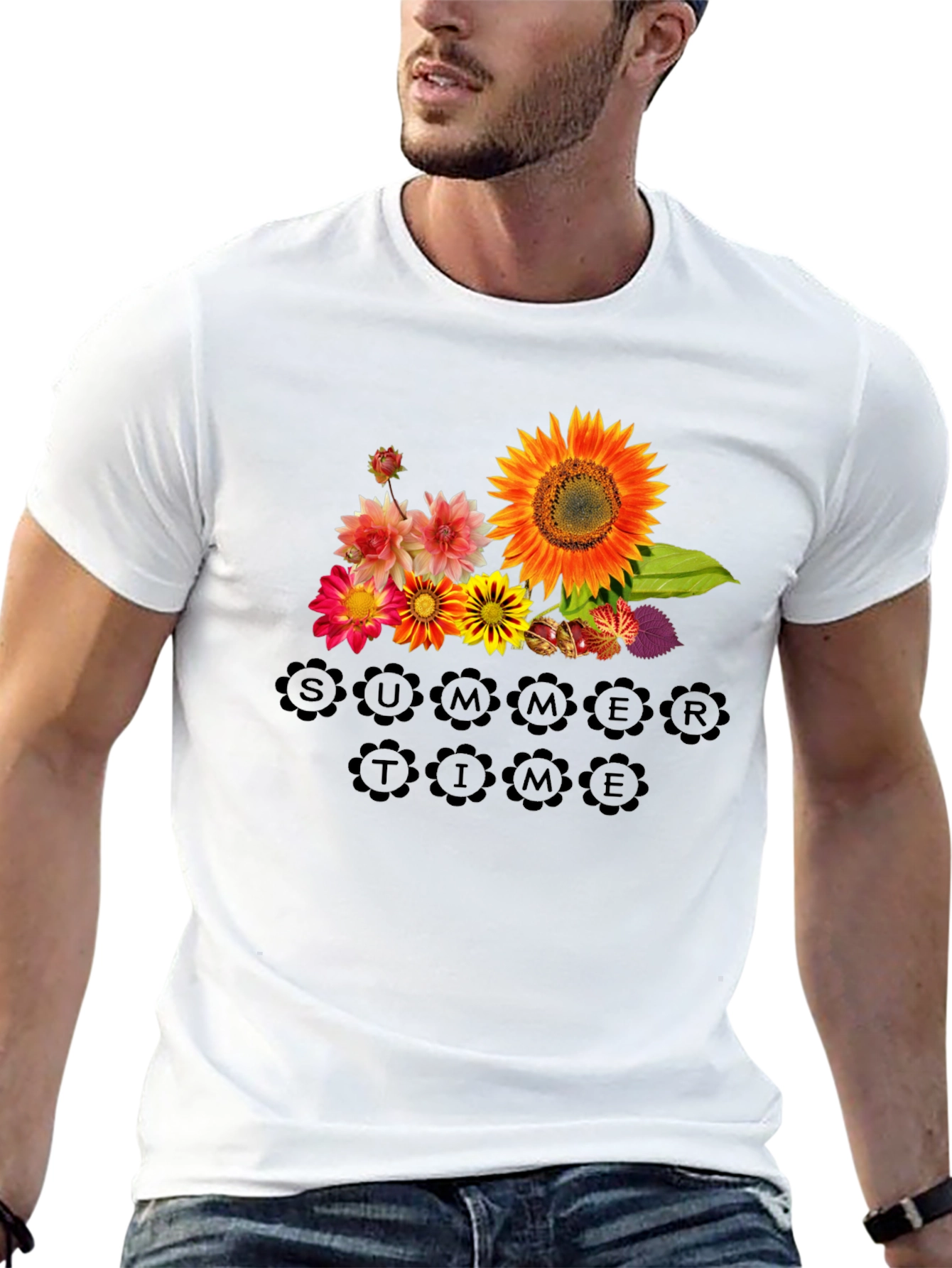 Floral Summertime Graphic Black T-Shirt
