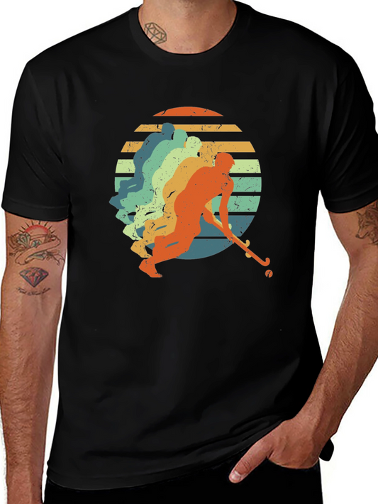 Retro Field Hockey Player Graphic Tee - Vintage Style