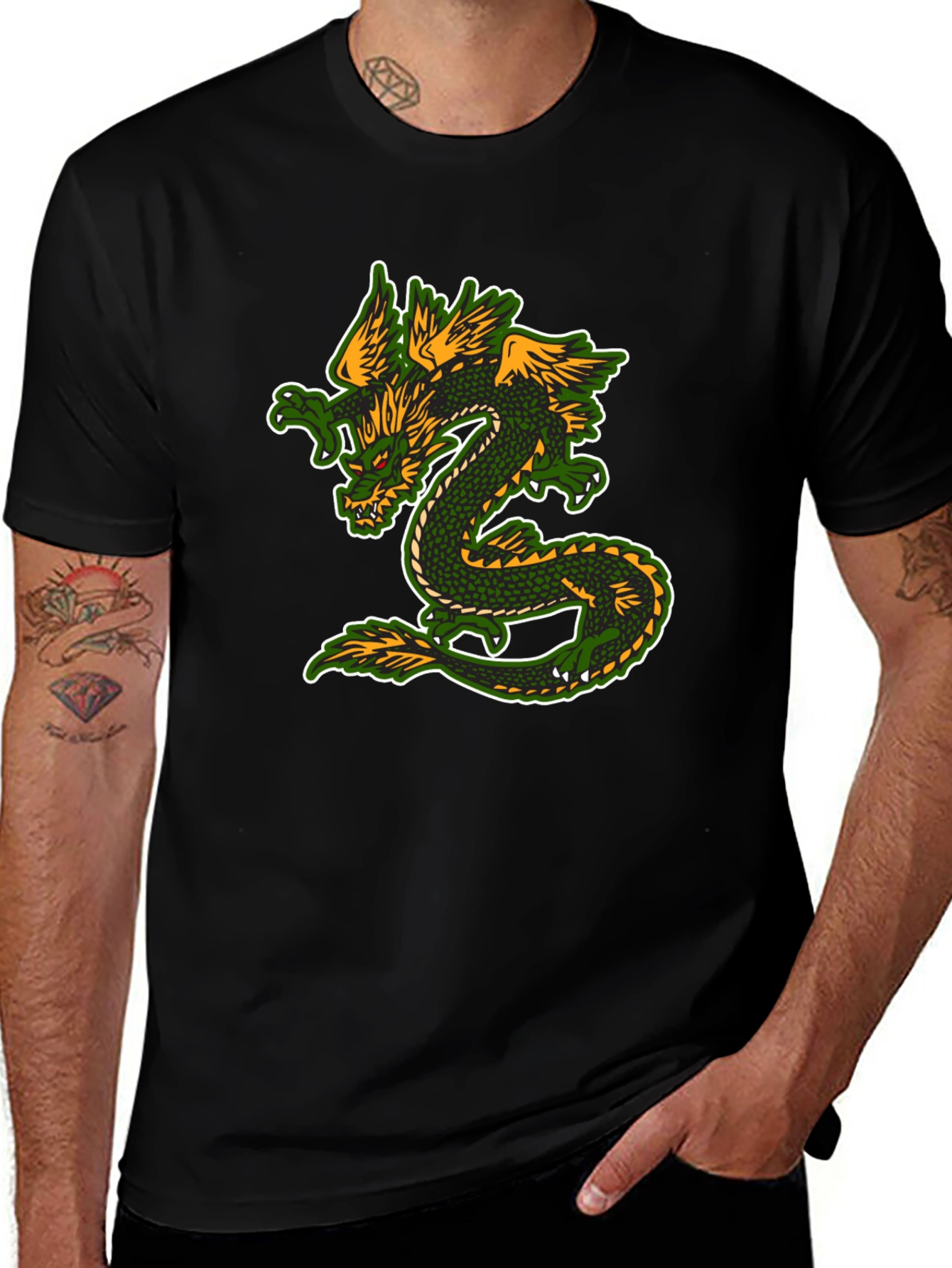 Dragon Graphic T-Shirt - Black Cotton Blend Tee