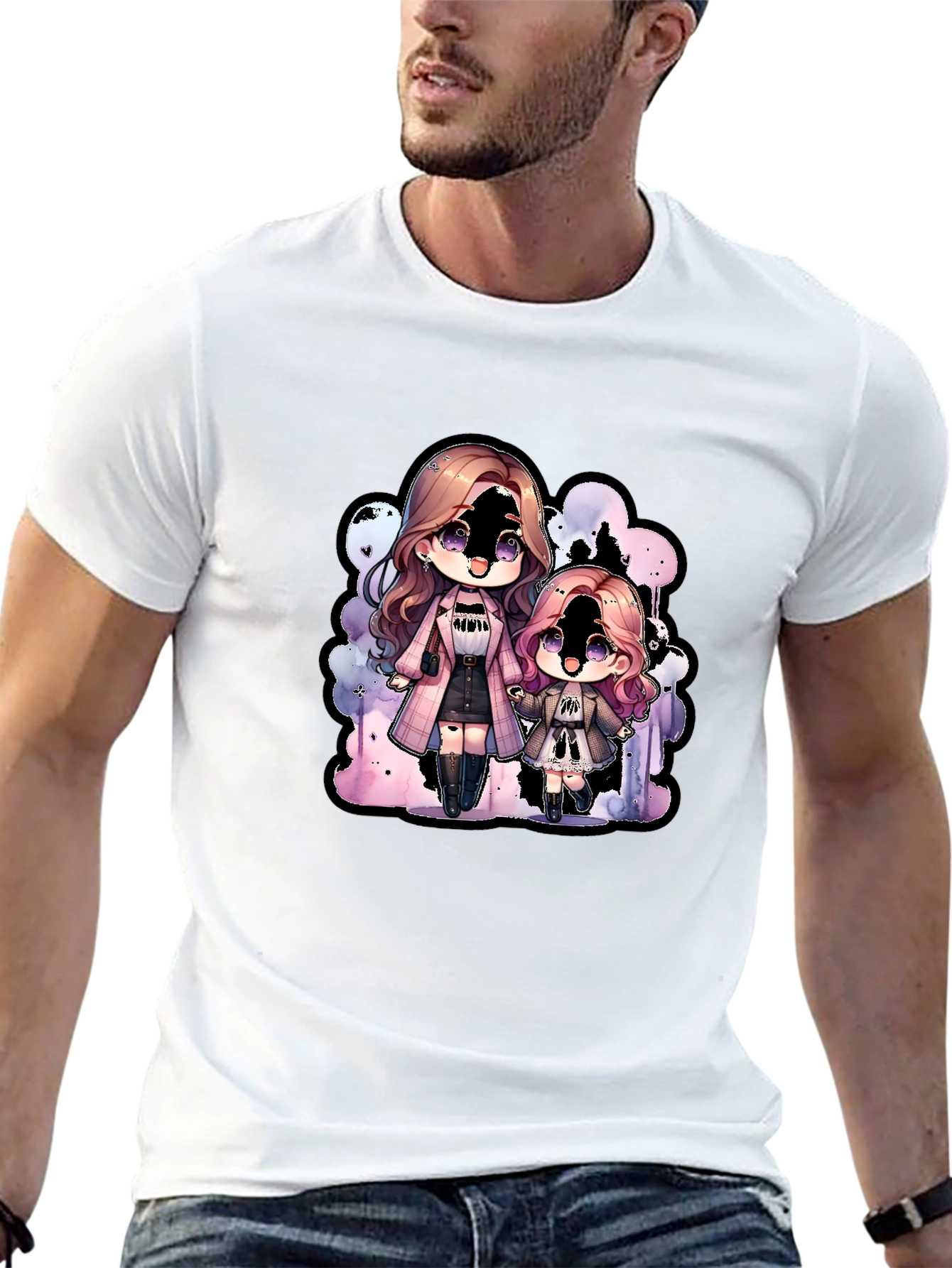 Chibi Girls Graphic Tee - Black