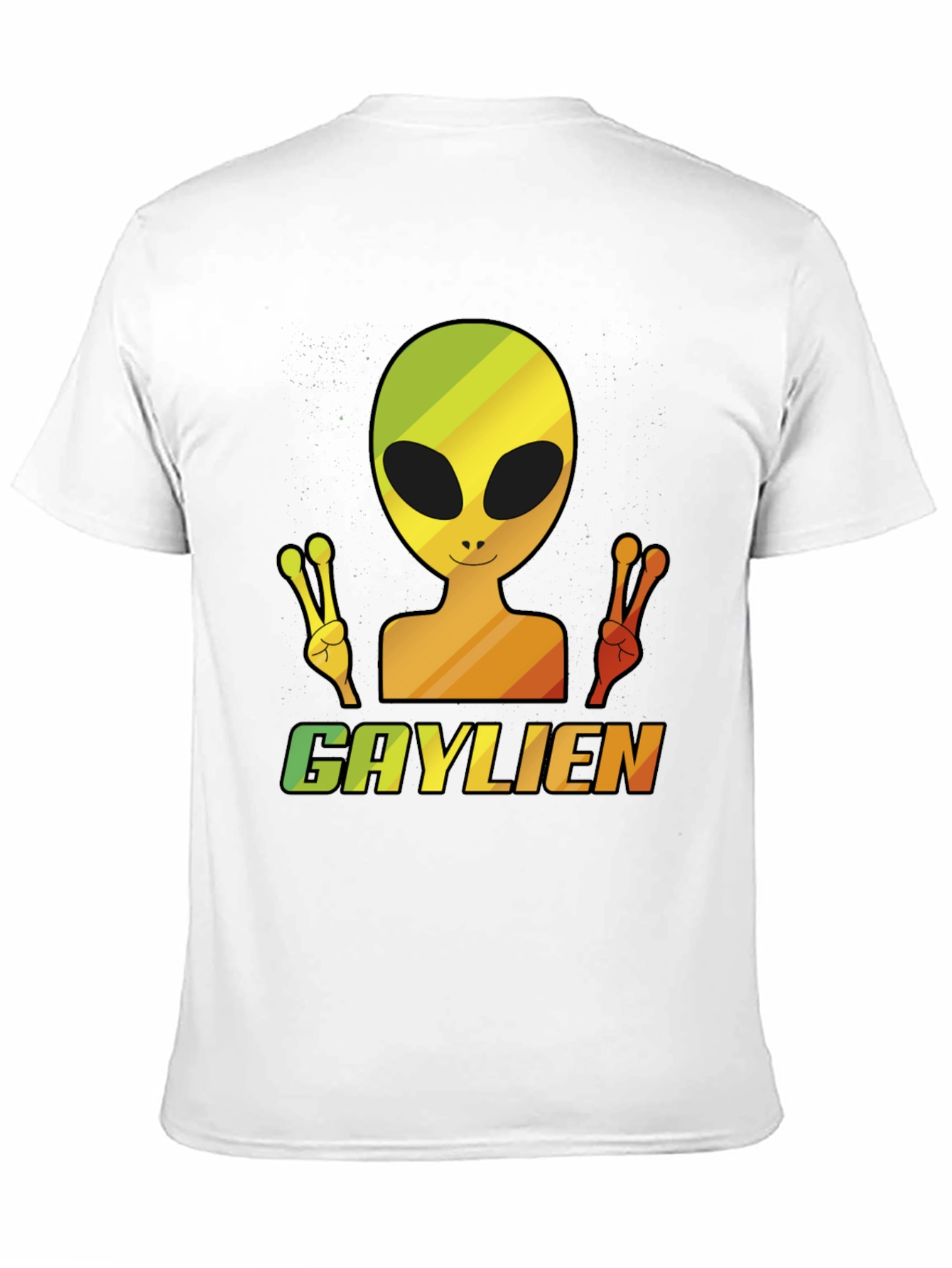 Gaylien T-Shirt - Rainbow Alien Peace Sign