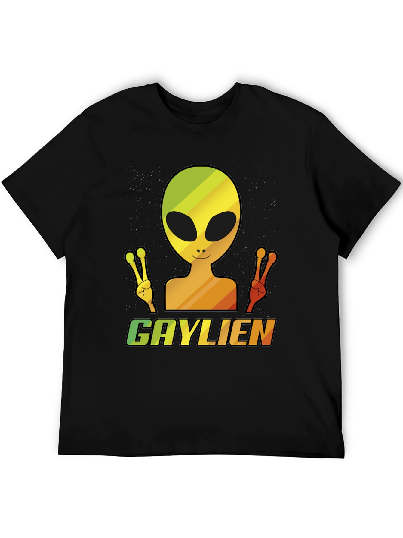 Gaylien T-Shirt - Rainbow Alien Peace Sign