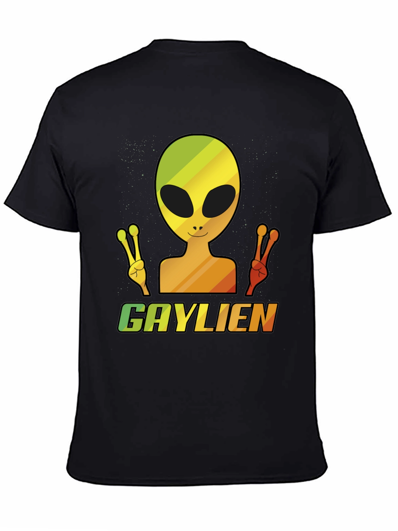 Gaylien T-Shirt - Rainbow Alien Peace Sign