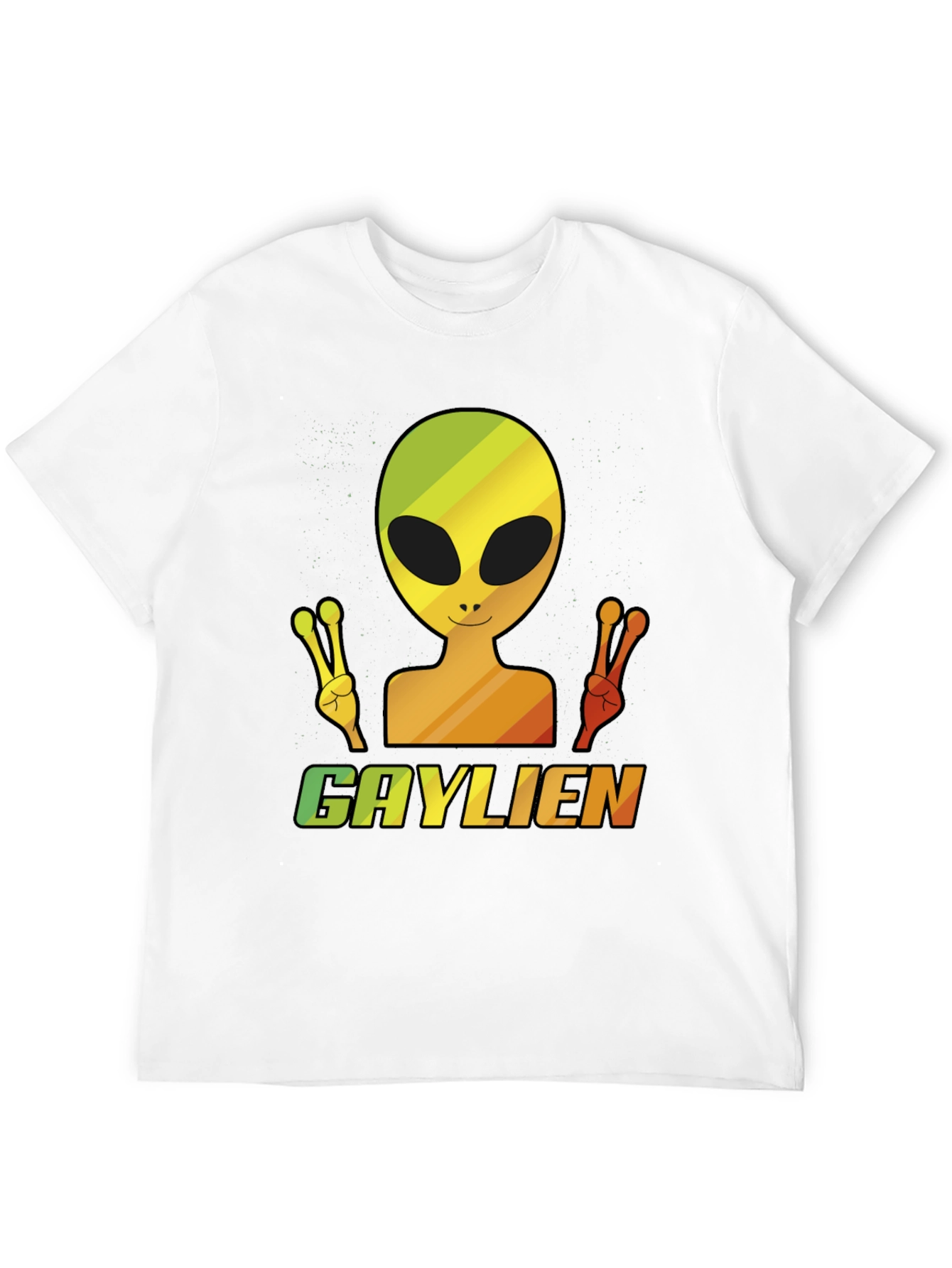 Gaylien T-Shirt - Rainbow Alien Peace Sign
