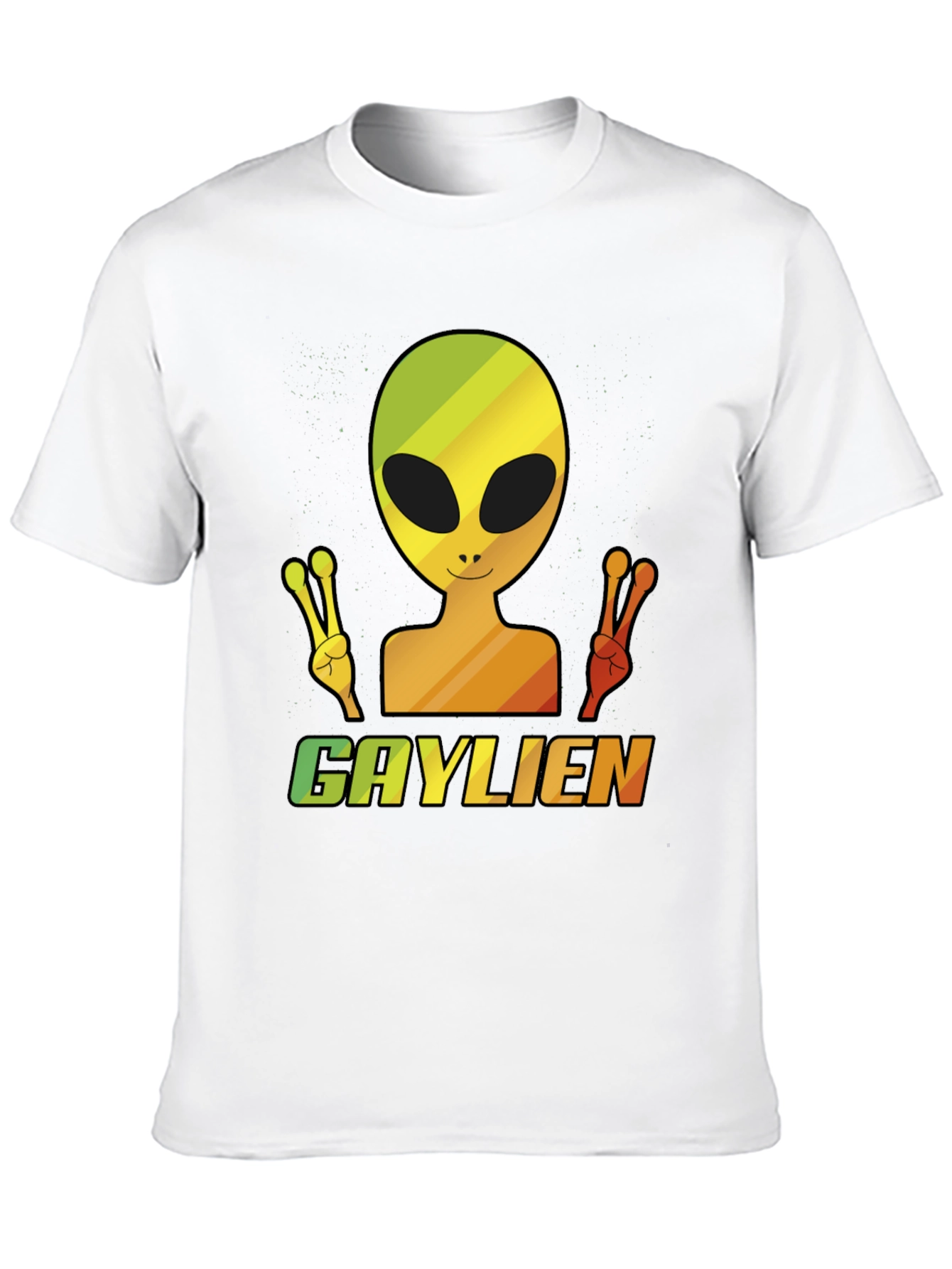 Gaylien T-Shirt - Rainbow Alien Peace Sign