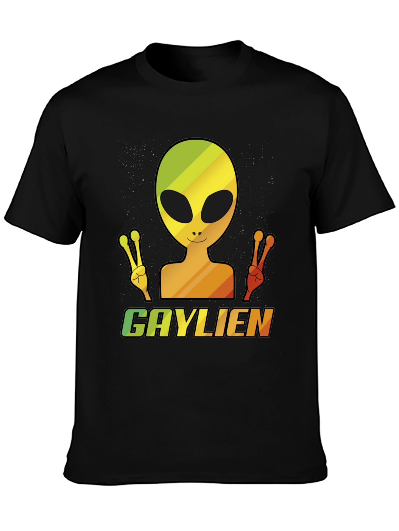Gaylien T-Shirt - Rainbow Alien Peace Sign